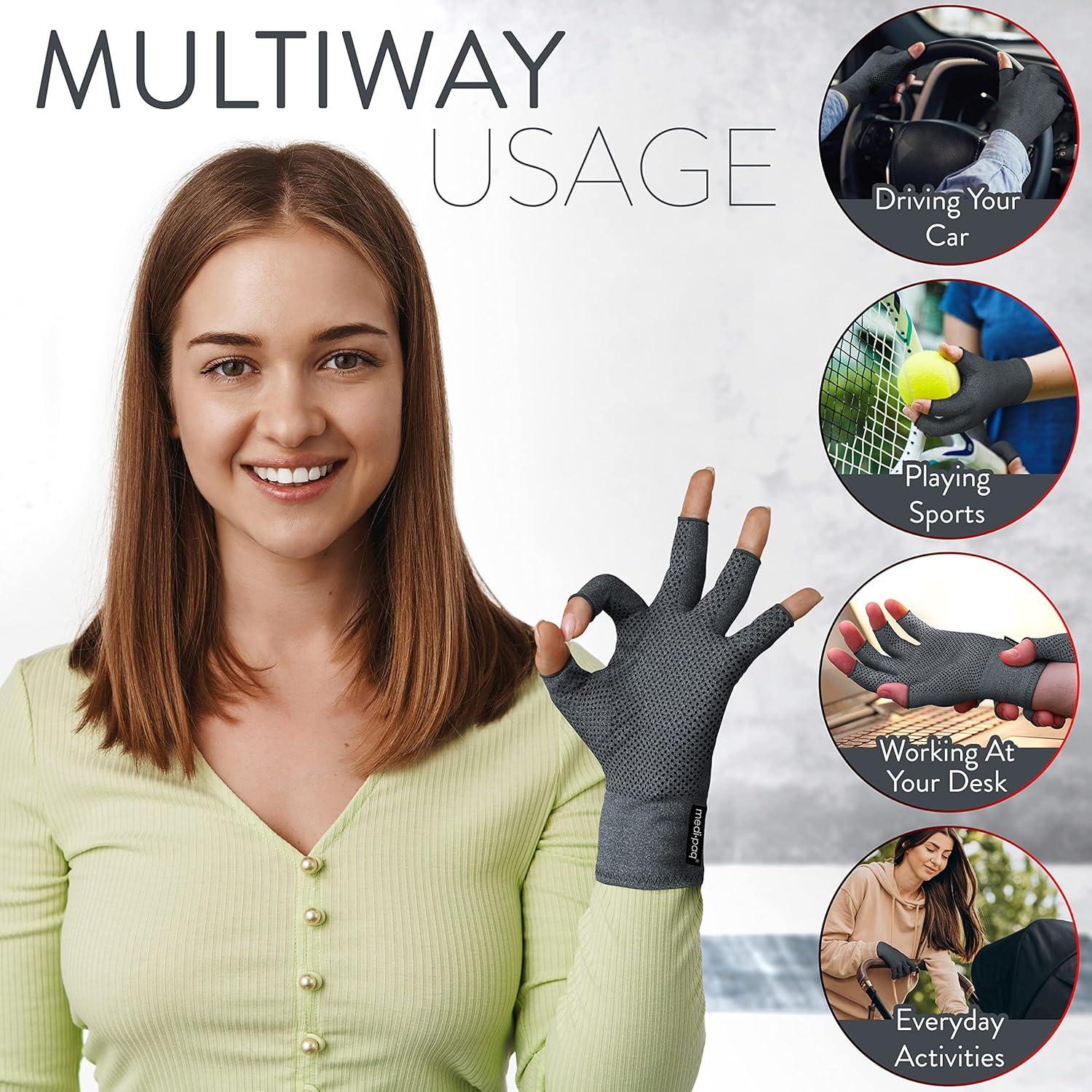 Guantes Anti-Artritis Sin Dedos para Alivio del Dolor - Grande