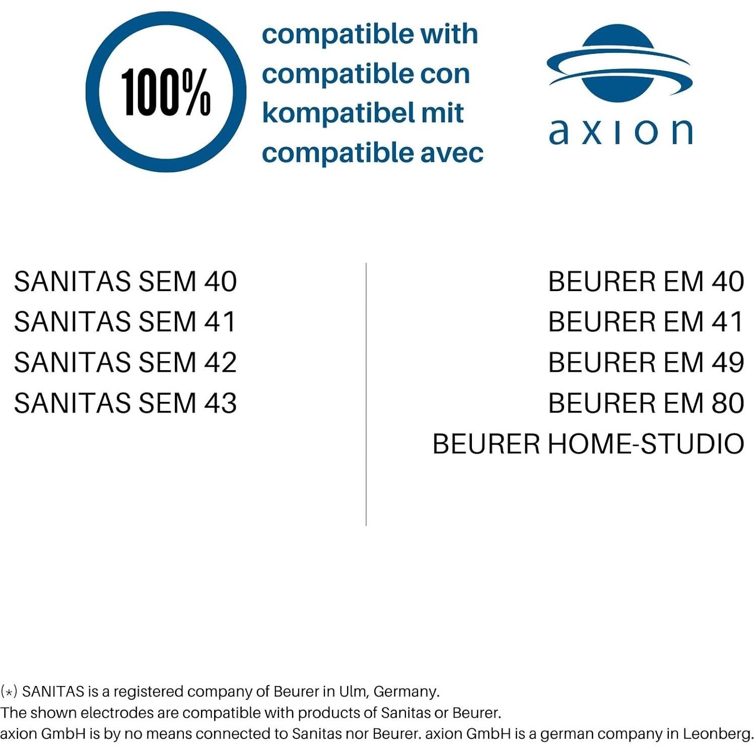 Electrodos TENS Axion - Juego de 4 Reutilizables 5x5cm