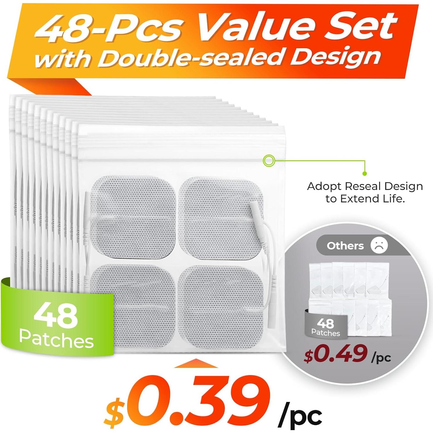 Almohadillas Electrodos TENS AUVON 5.08cm Reutilizables 48 Pzas