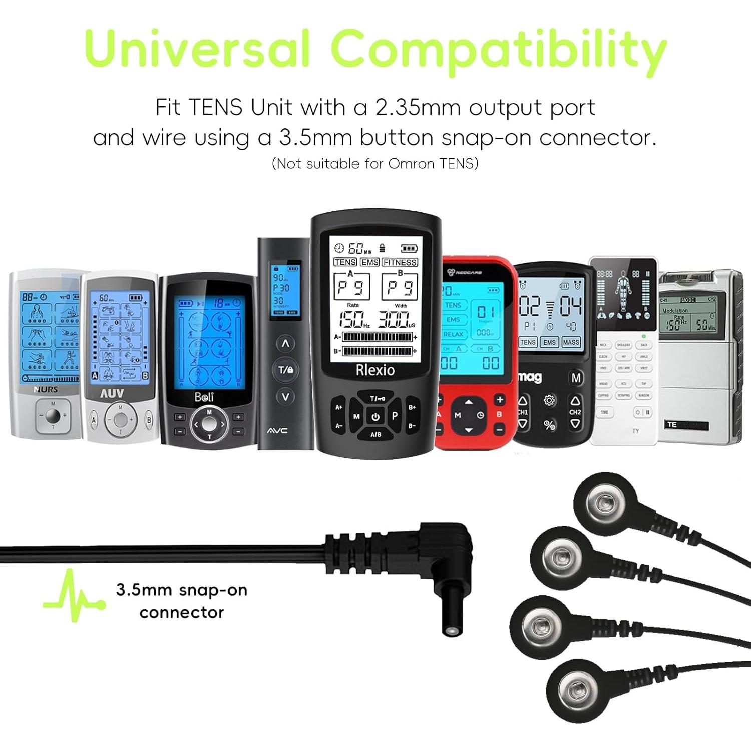 20 Almohadillas Electrodos RLEXIO para TENS con Cable - 4 Formas