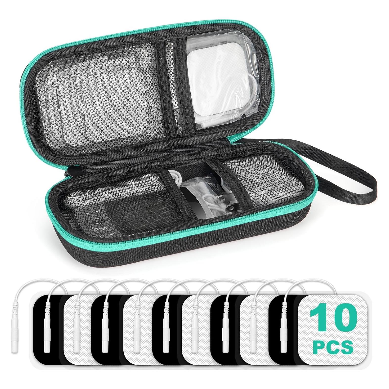 Funda de viaje para Unidad TENS Bjabtan con 10 almohadillas