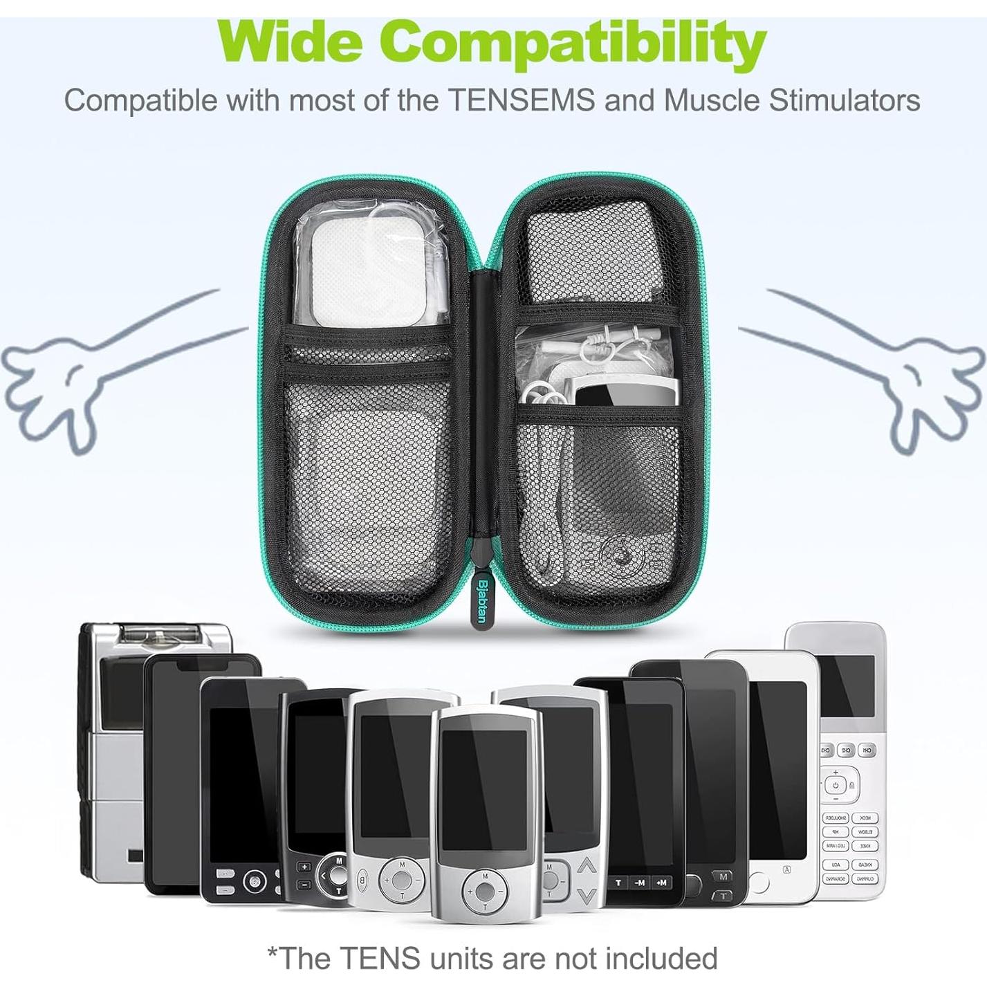 Funda de viaje para Unidad TENS Bjabtan con 10 almohadillas