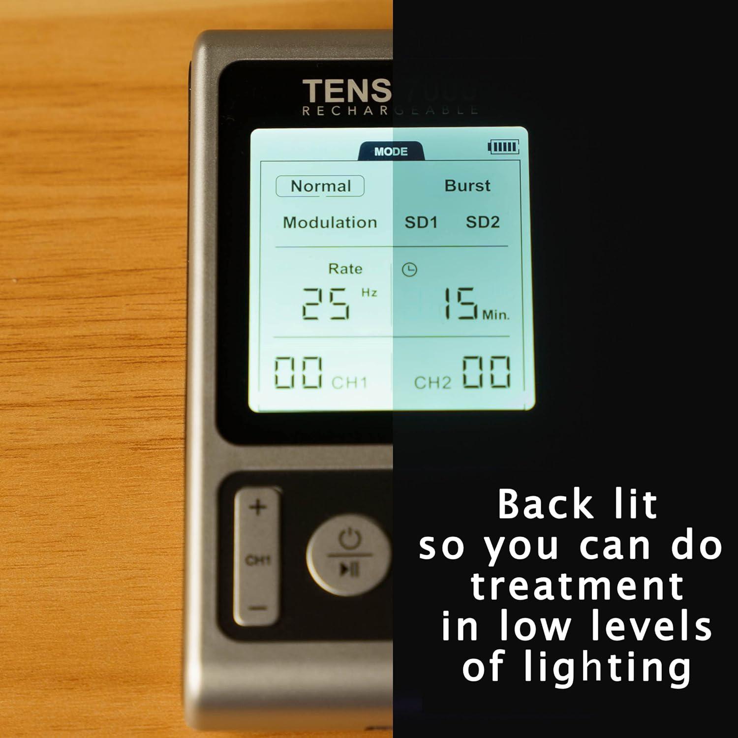 TENS 7000 Estimulador Muscular Recargable con 48 Almohadillas