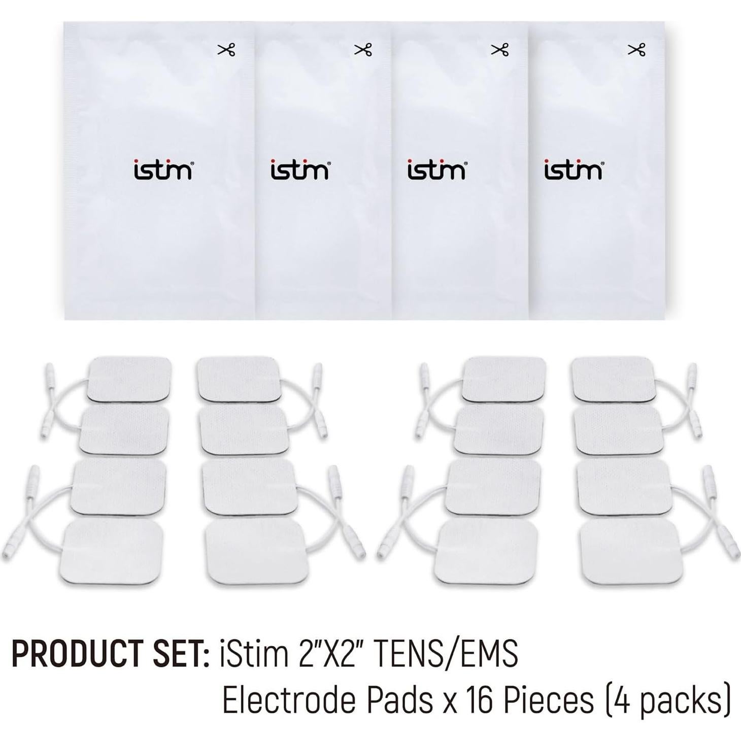 Electrodos TENS iSTIM 5x5cm - Gel Japonés 100% - 16 Piezas