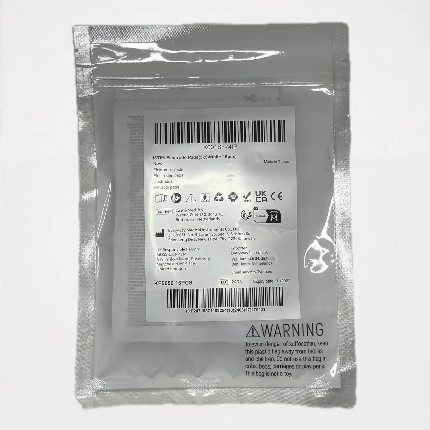 Electrodos TENS iSTIM 5x5cm - Gel Japonés 100% - 16 Piezas