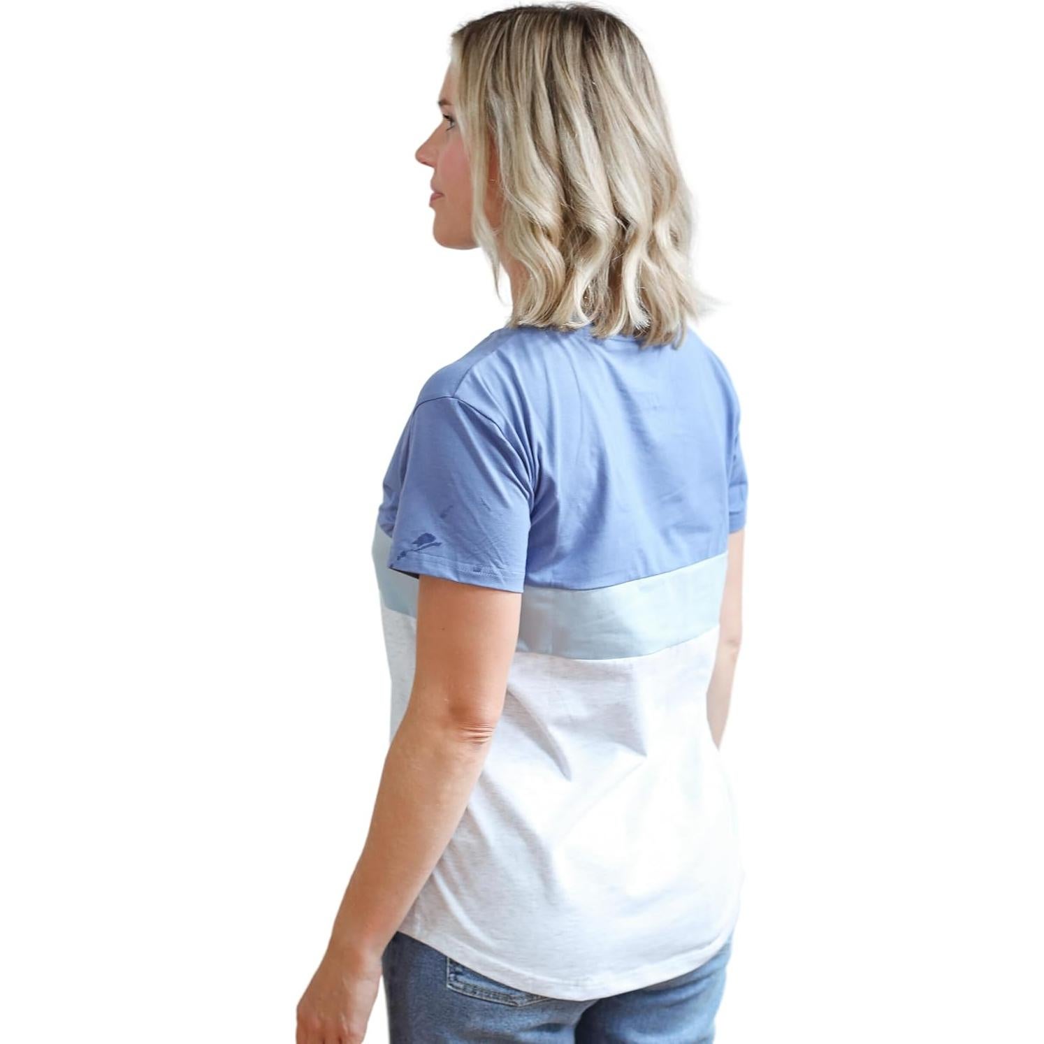 Camiseta de Lactancia Movemama con Cremallera Invisible - Azul/Gris