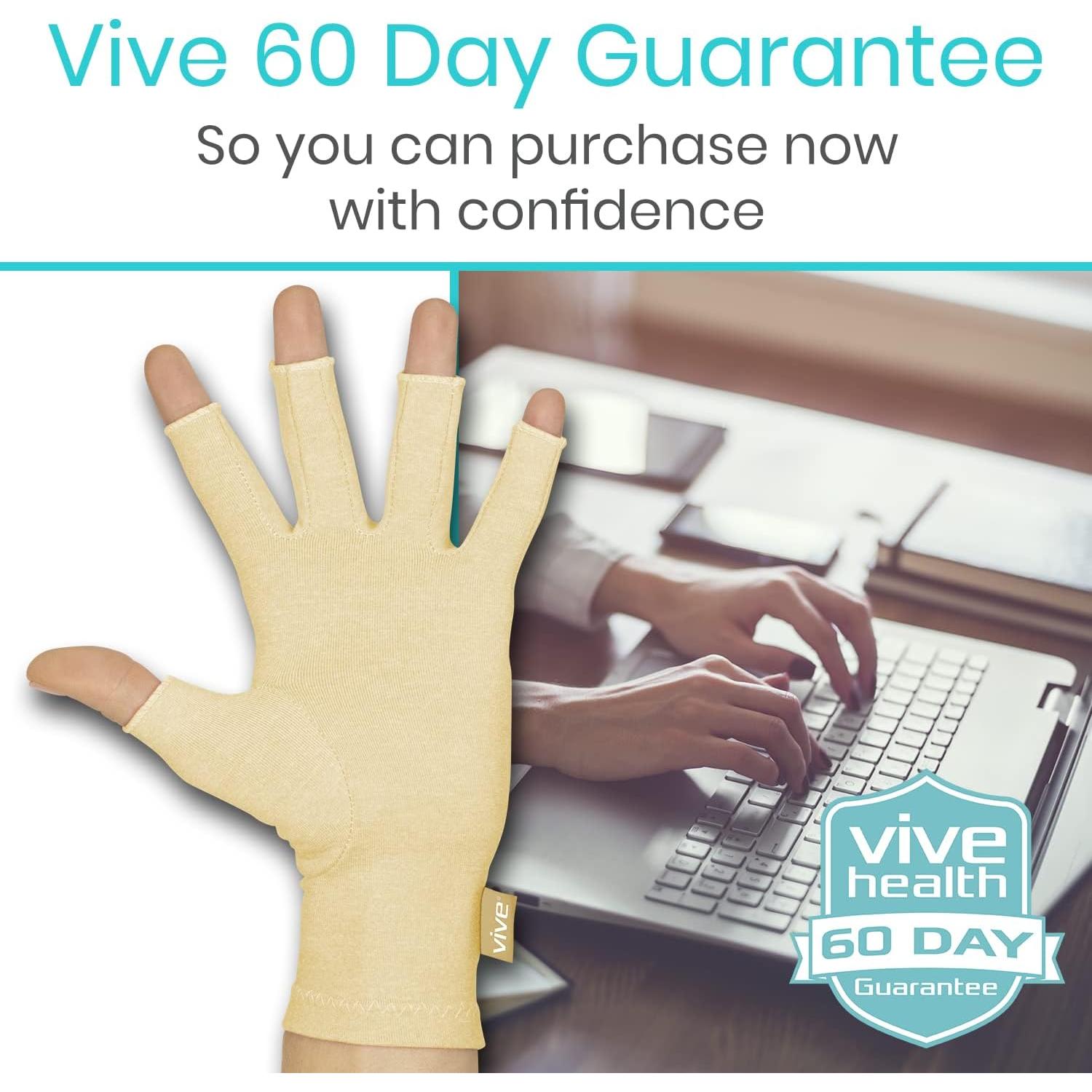 Guantes de Compresión Vive para Artritis - Dedos Abiertos - Beige