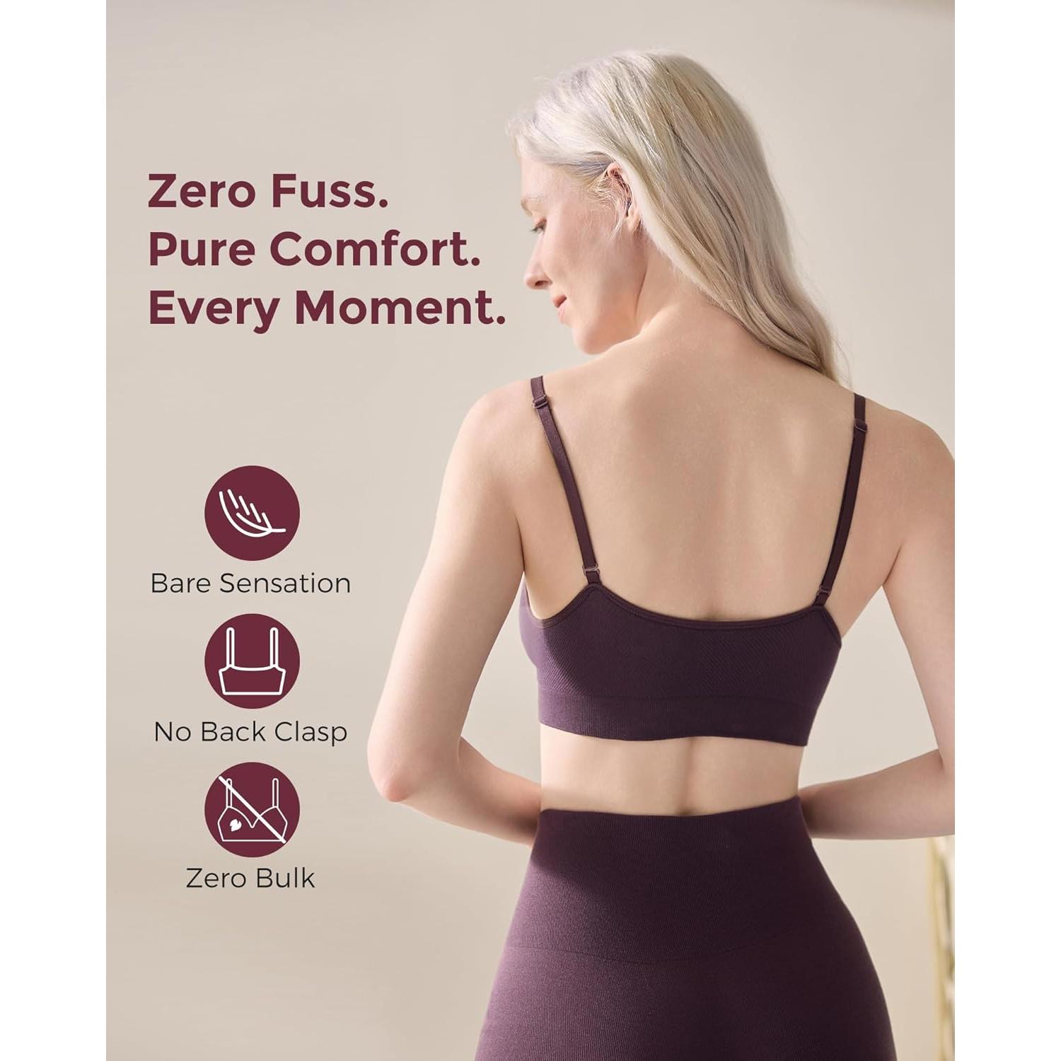 Momcozy Nursing Bras for Breastfeeding and Sleep, Seamless Soft & Stretchy Maternity Bra, V Neck Wireless Pregnancy Bralette