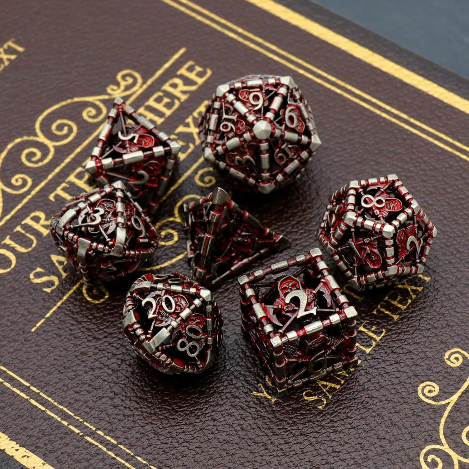 Dados DND HNCCESG Huecos de Metal Sangre para RPG