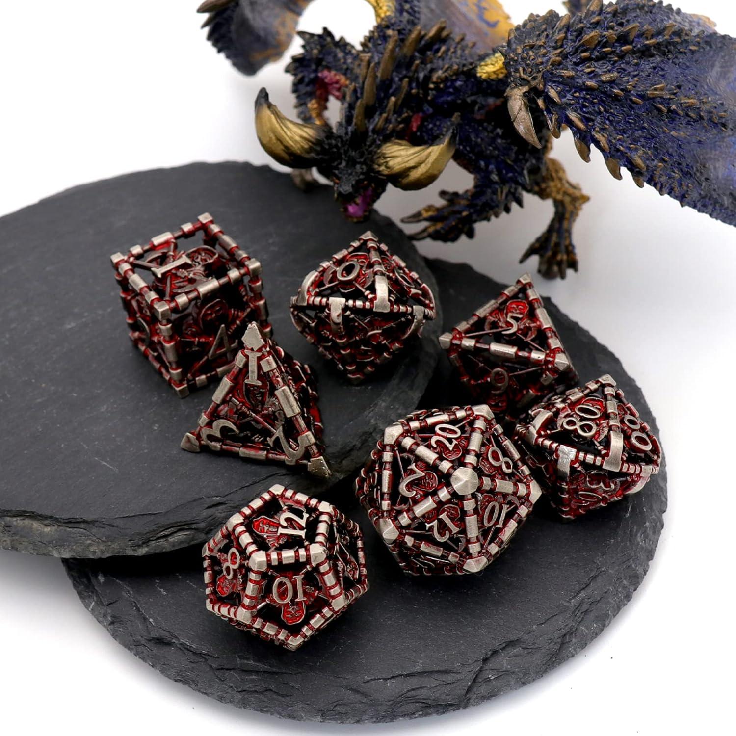 Dados DND HNCCESG Huecos de Metal Sangre para RPG