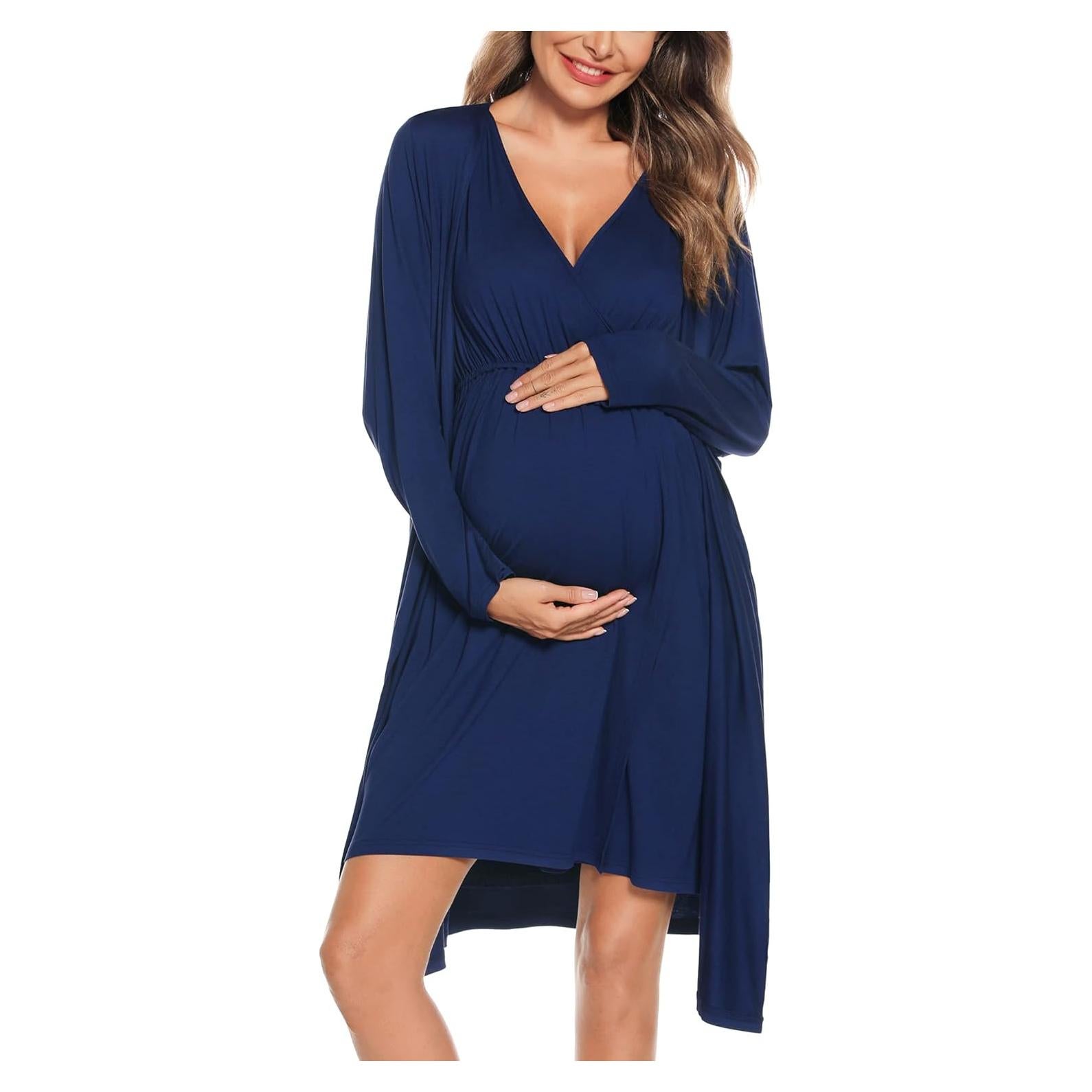 Conjunto de Bata y Vestido de Maternidad SWOMOG 2 Piezas
