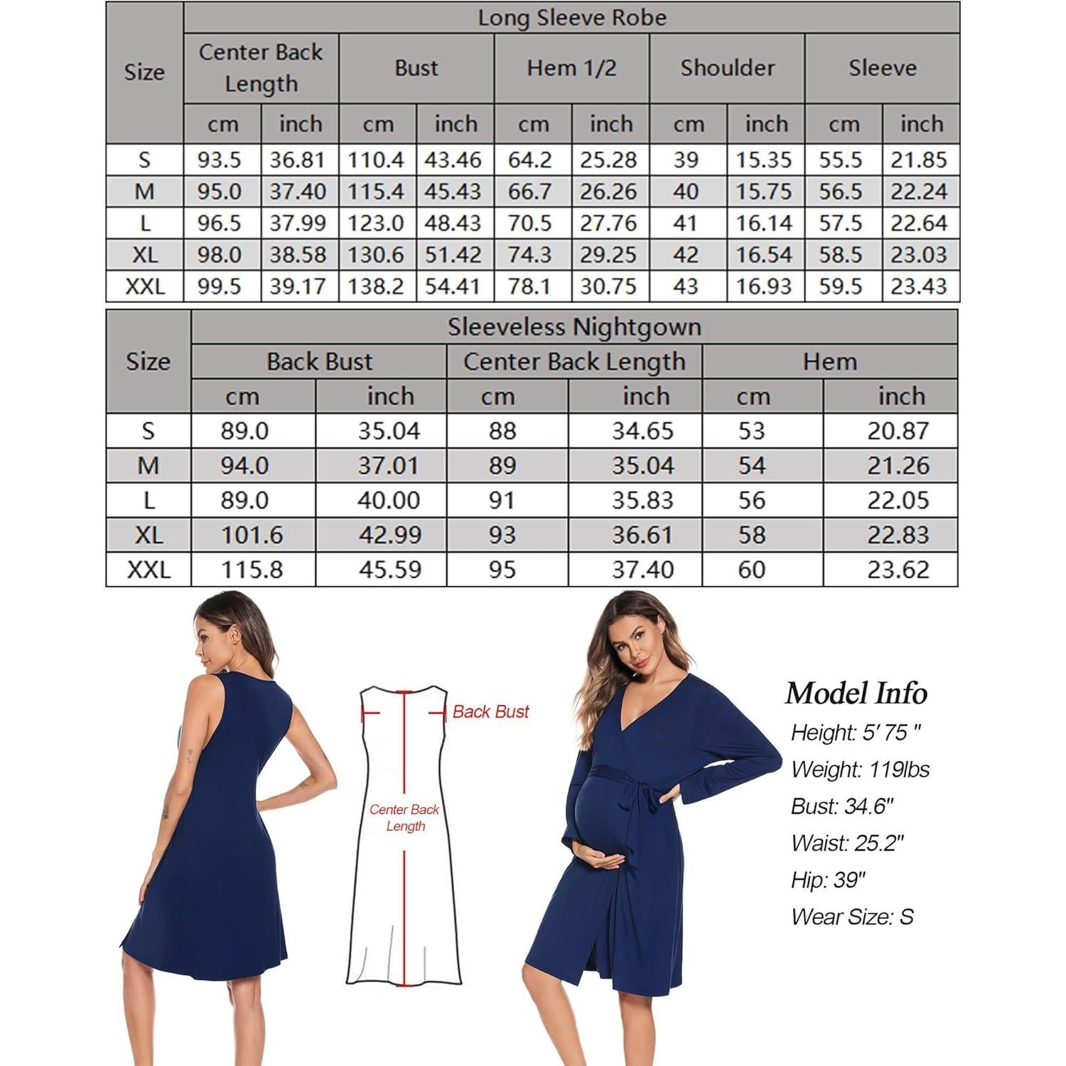 Conjunto de Bata y Vestido de Maternidad SWOMOG 2 Piezas