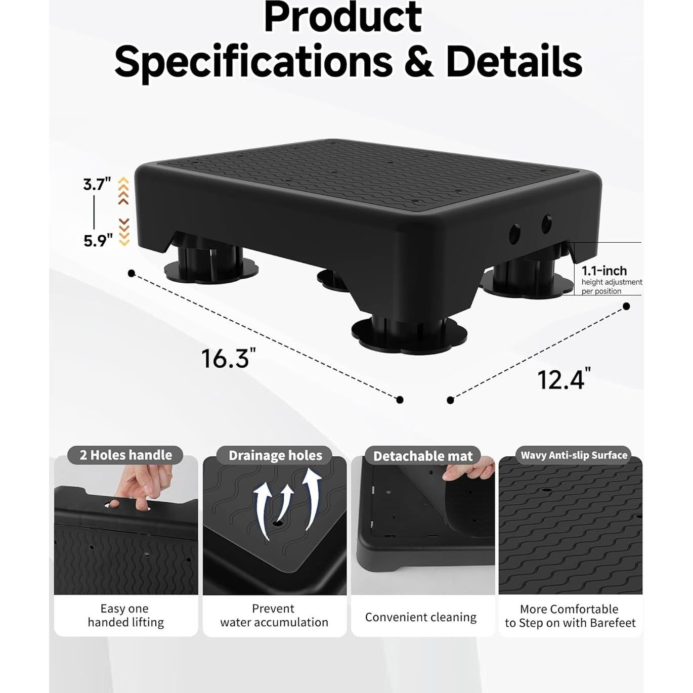 Escalera Ajustable TENGYI 272 kg Antideslizante Portátil 3 Escalones