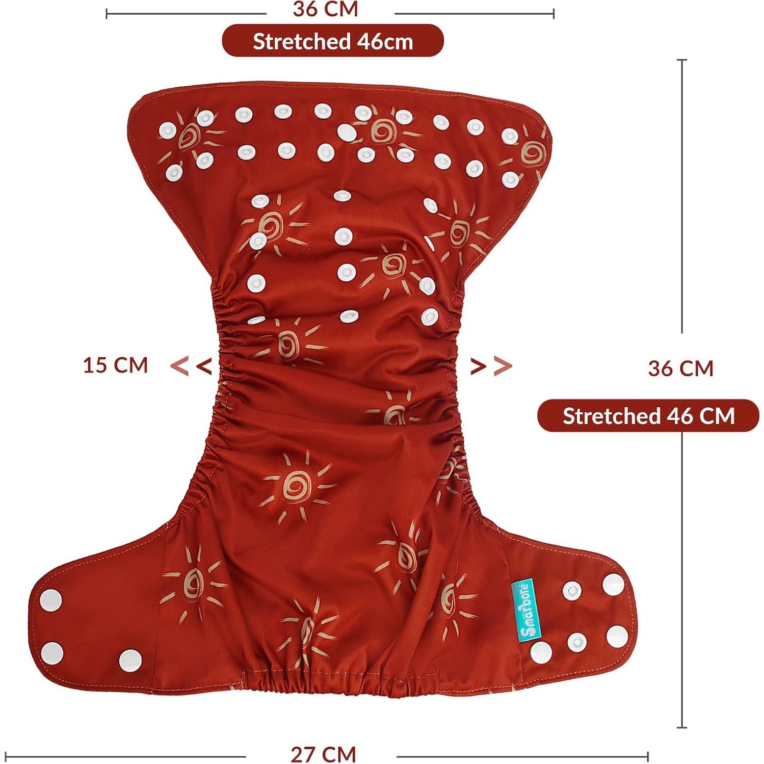 Juego de Pañales de Tela Smarbore - 4 Pañales Reutilizables 2.7-15 kg