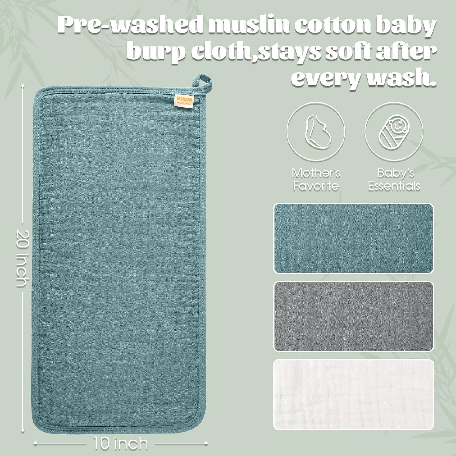 Pañales de Algodón Suave MUKIN - 6 Unidades Gris 50.8x25.4 cm