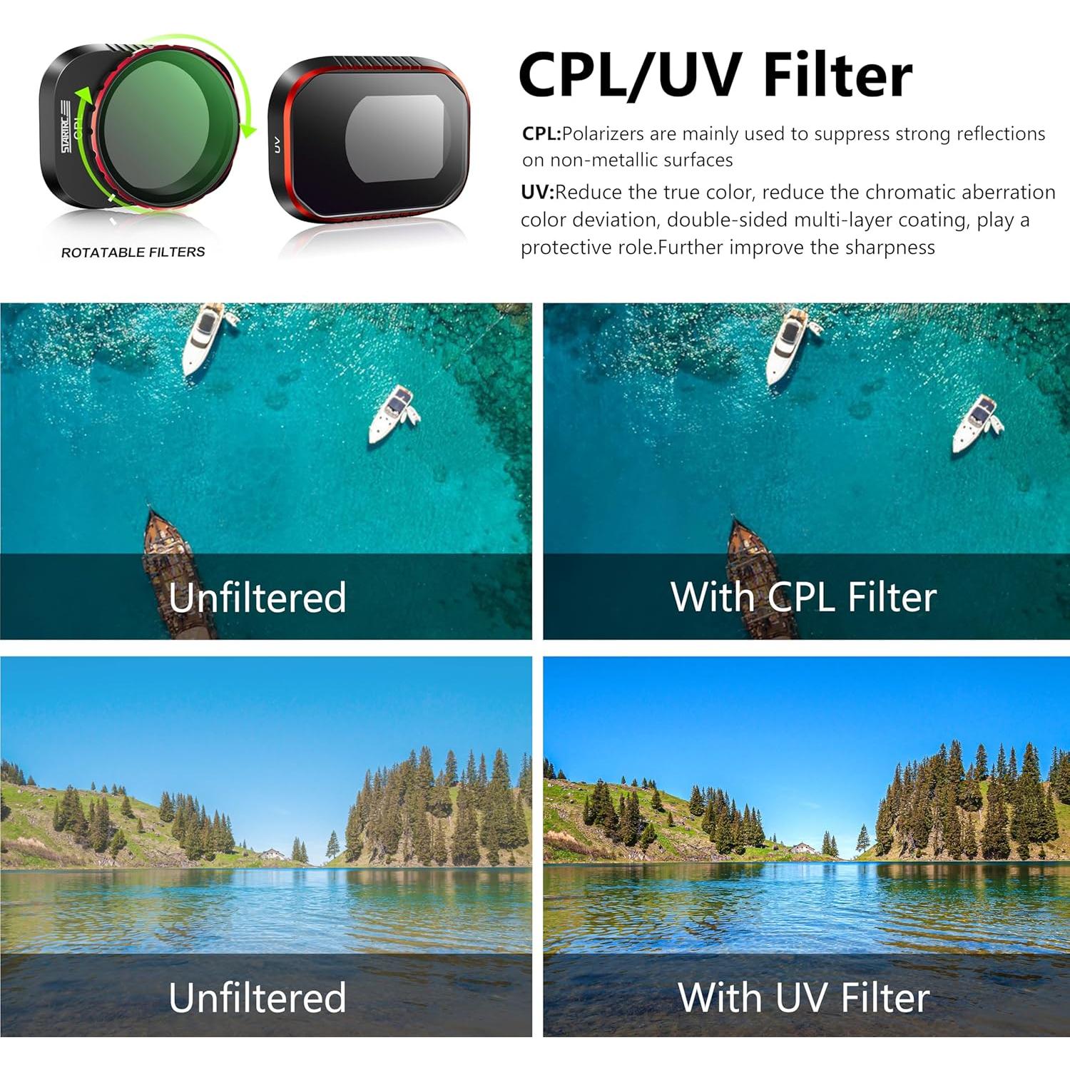 Filtros STARTRC para DJI Mini 4 Pro - Paquete de 6 ND8 ND16 ND32 UV CPL