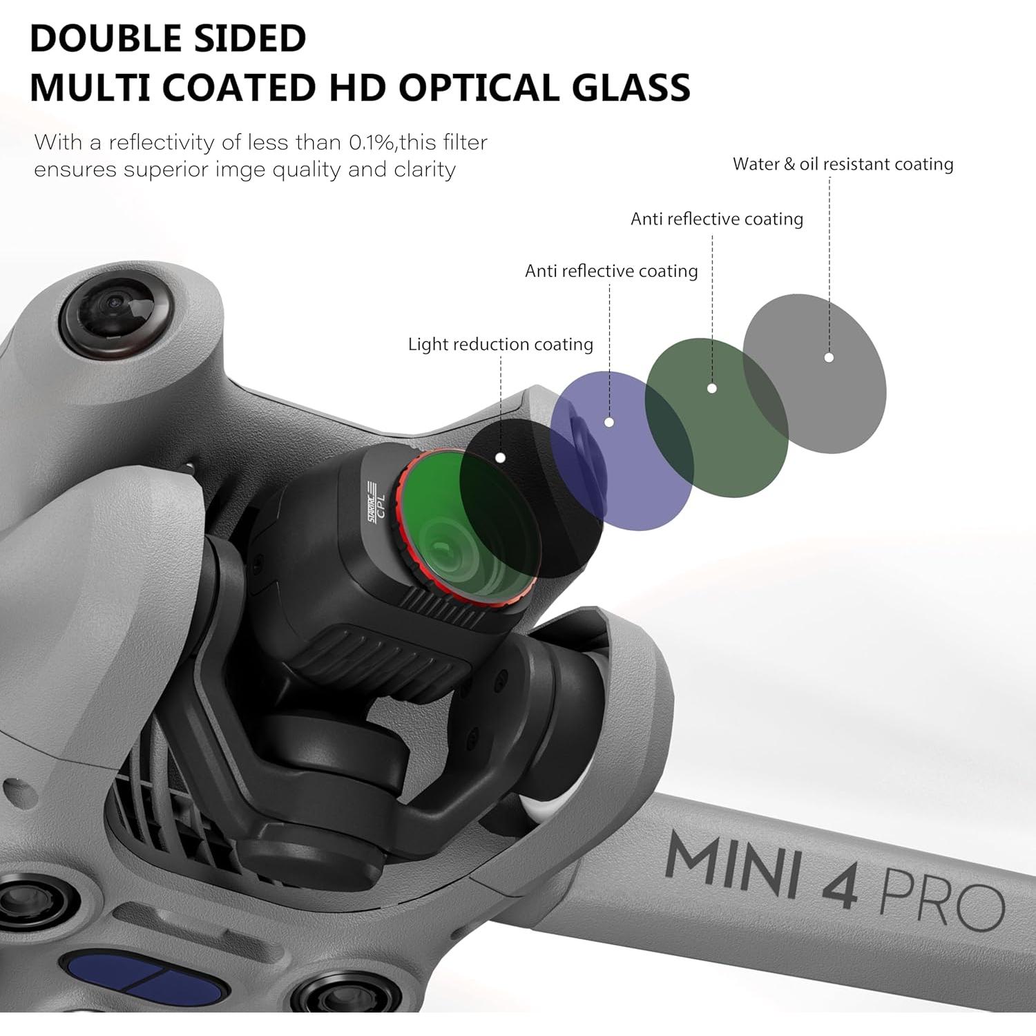 Filtros STARTRC para DJI Mini 4 Pro - Paquete de 6 ND8 ND16 ND32 UV CPL