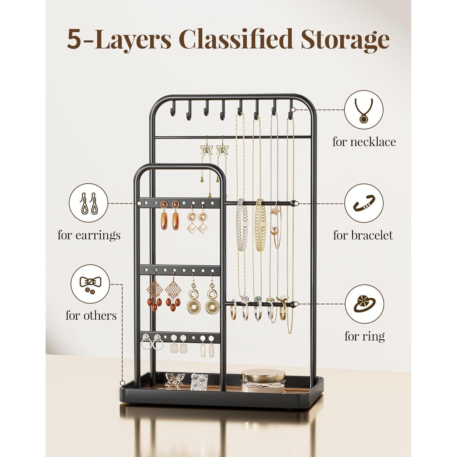 Soporte para Joyería pickpiff Negro - Organizador de Collares y Anillos