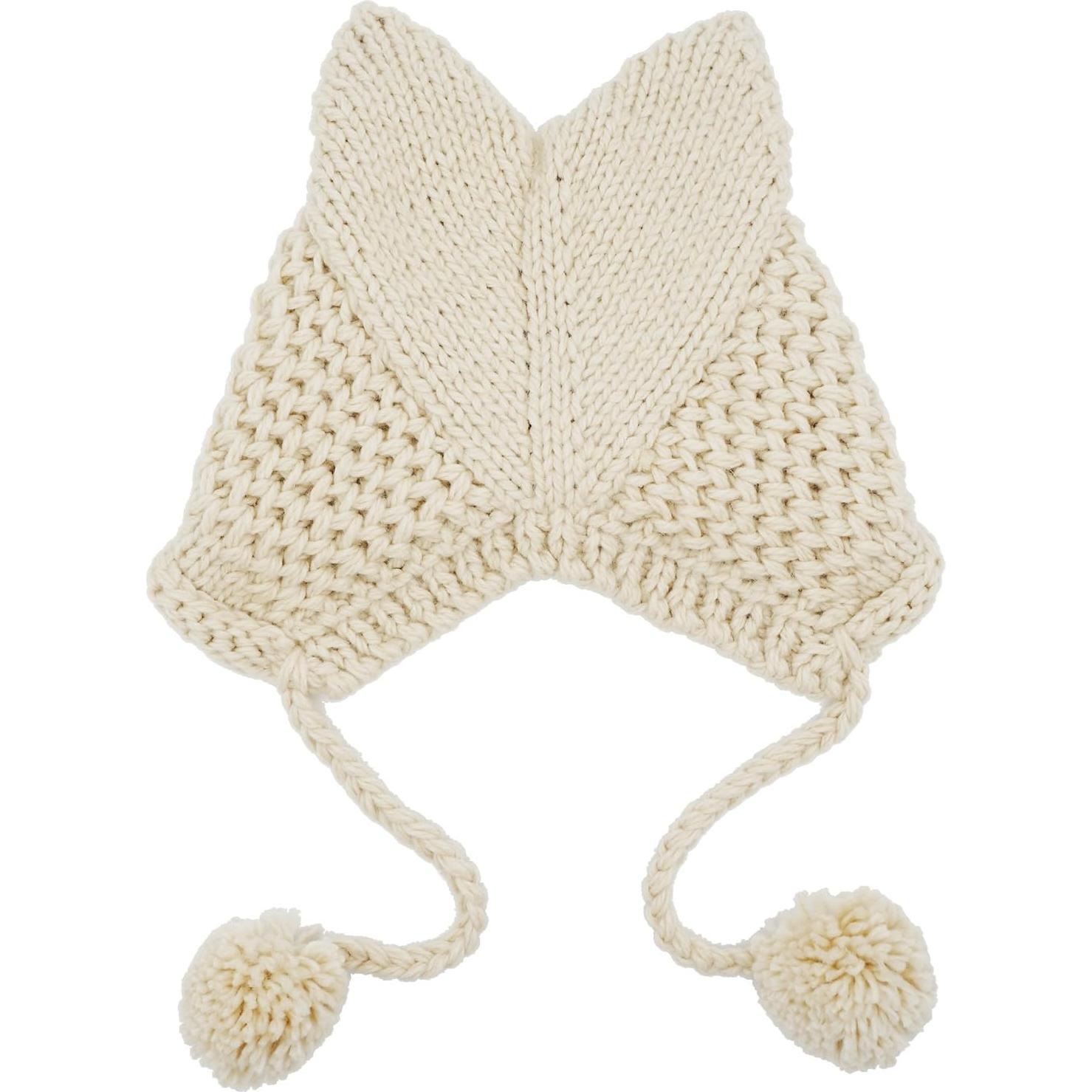 Gorro de Tejer con Orejas de Gato Bellady Invierno Beige