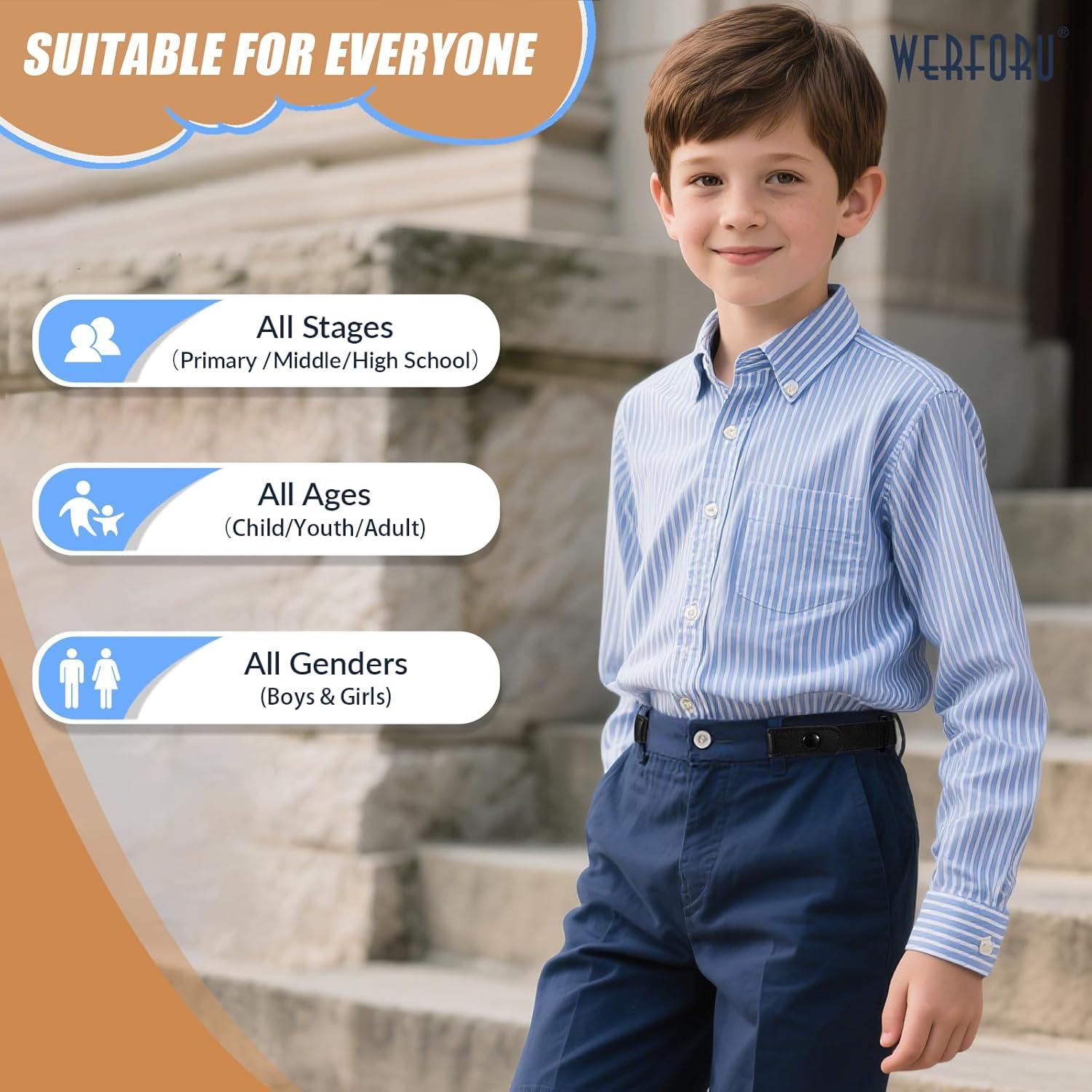 Cinturones Elásticos Sin Hebilla WERFORU 4 Pack para Niños