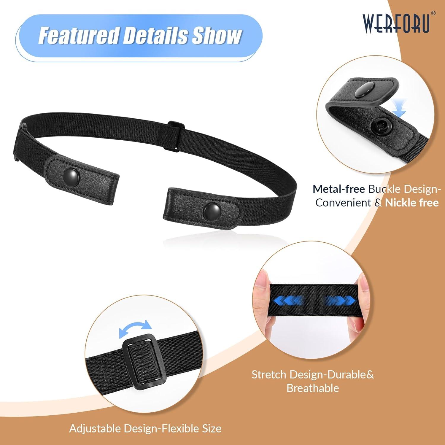 Cinturones Elásticos Sin Hebilla WERFORU 4 Pack para Niños