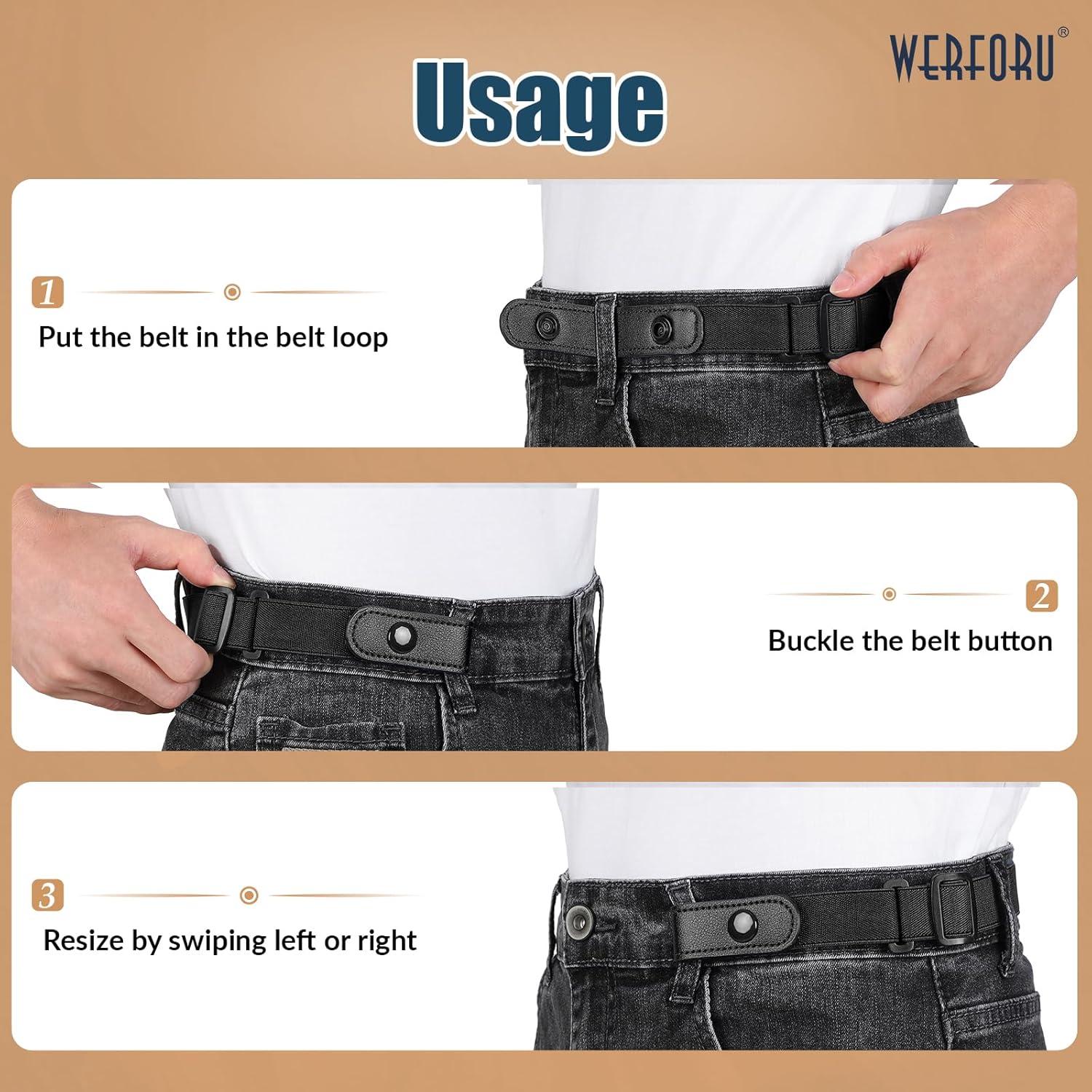 Cinturones Elásticos Sin Hebilla WERFORU 4 Pack para Niños