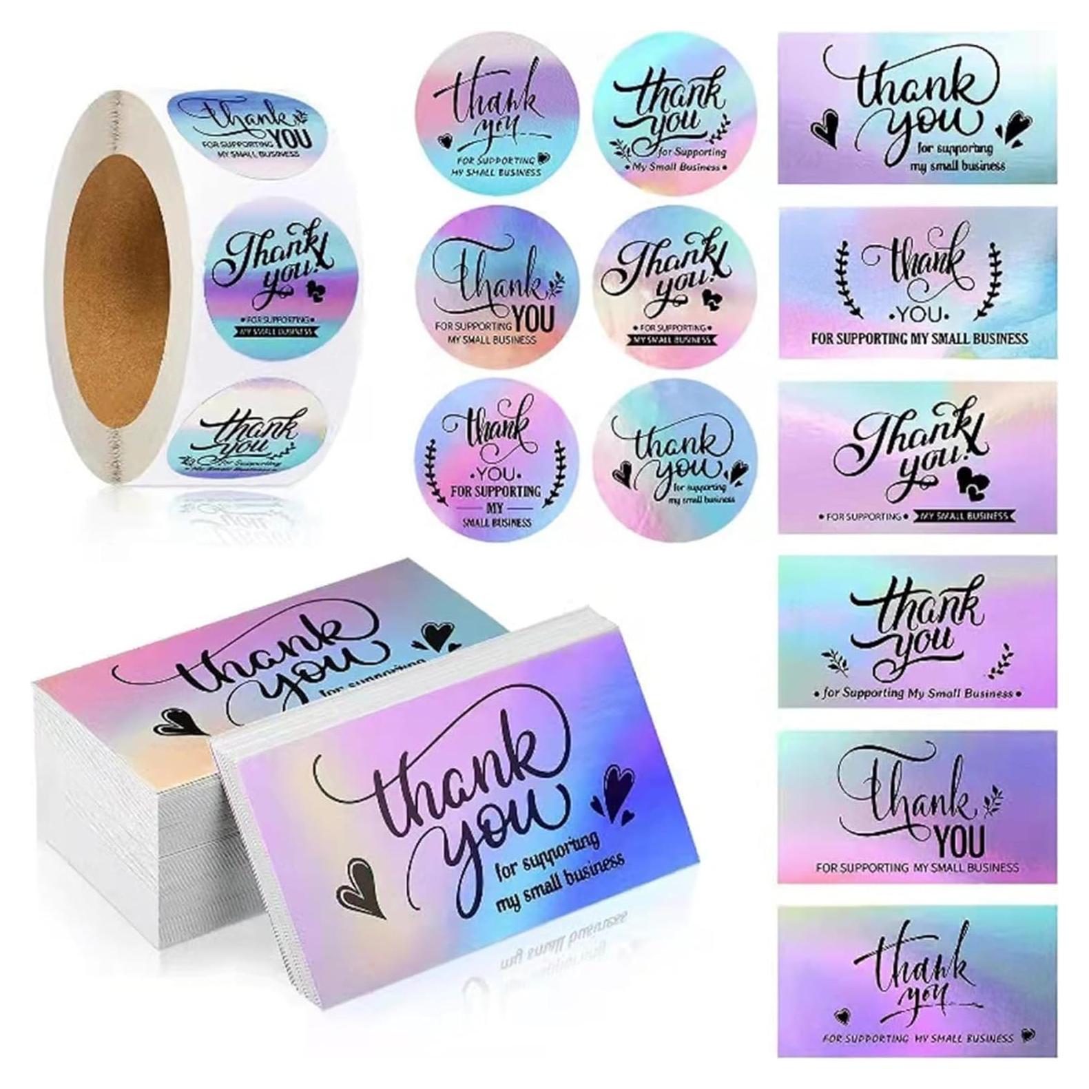 Set de 620 Stickers y Tarjetas de Agradecimiento Lollutdotu