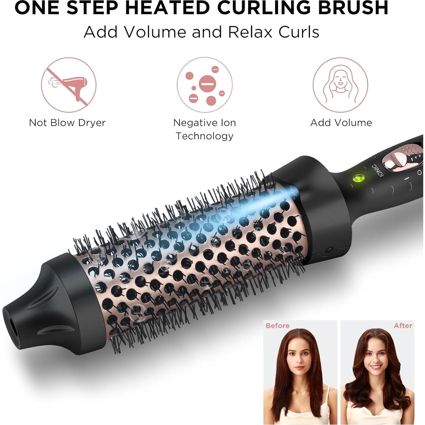 Cepillo Calentado Aima Beauty 1.3" Negro - Rizador Térmico