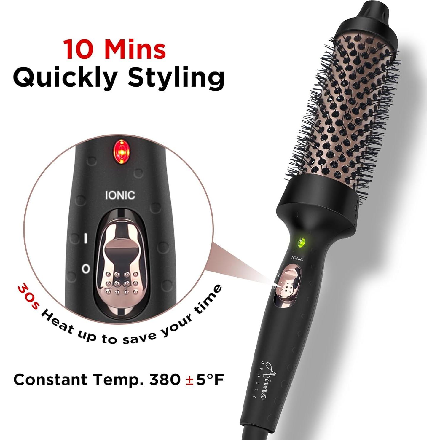 Cepillo Calentado Aima Beauty 1.3" Negro - Rizador Térmico