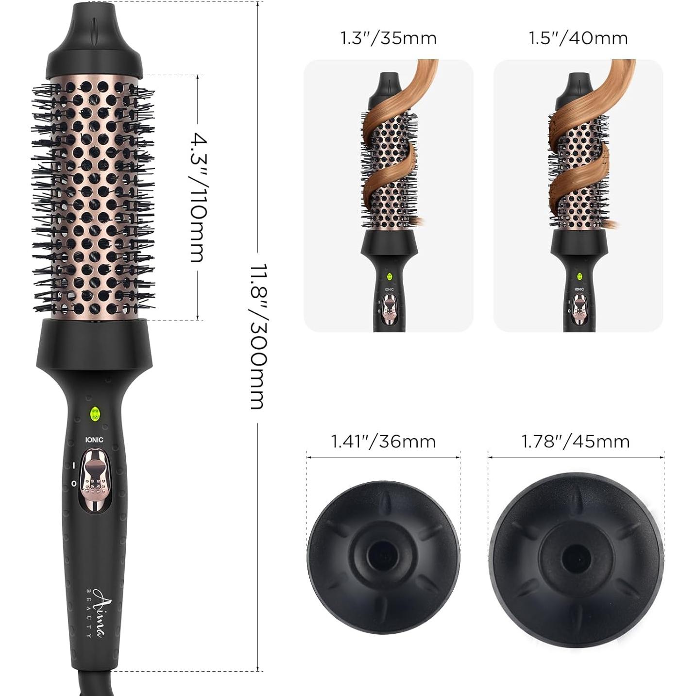 Cepillo Calentado Aima Beauty 1.3" Negro - Rizador Térmico