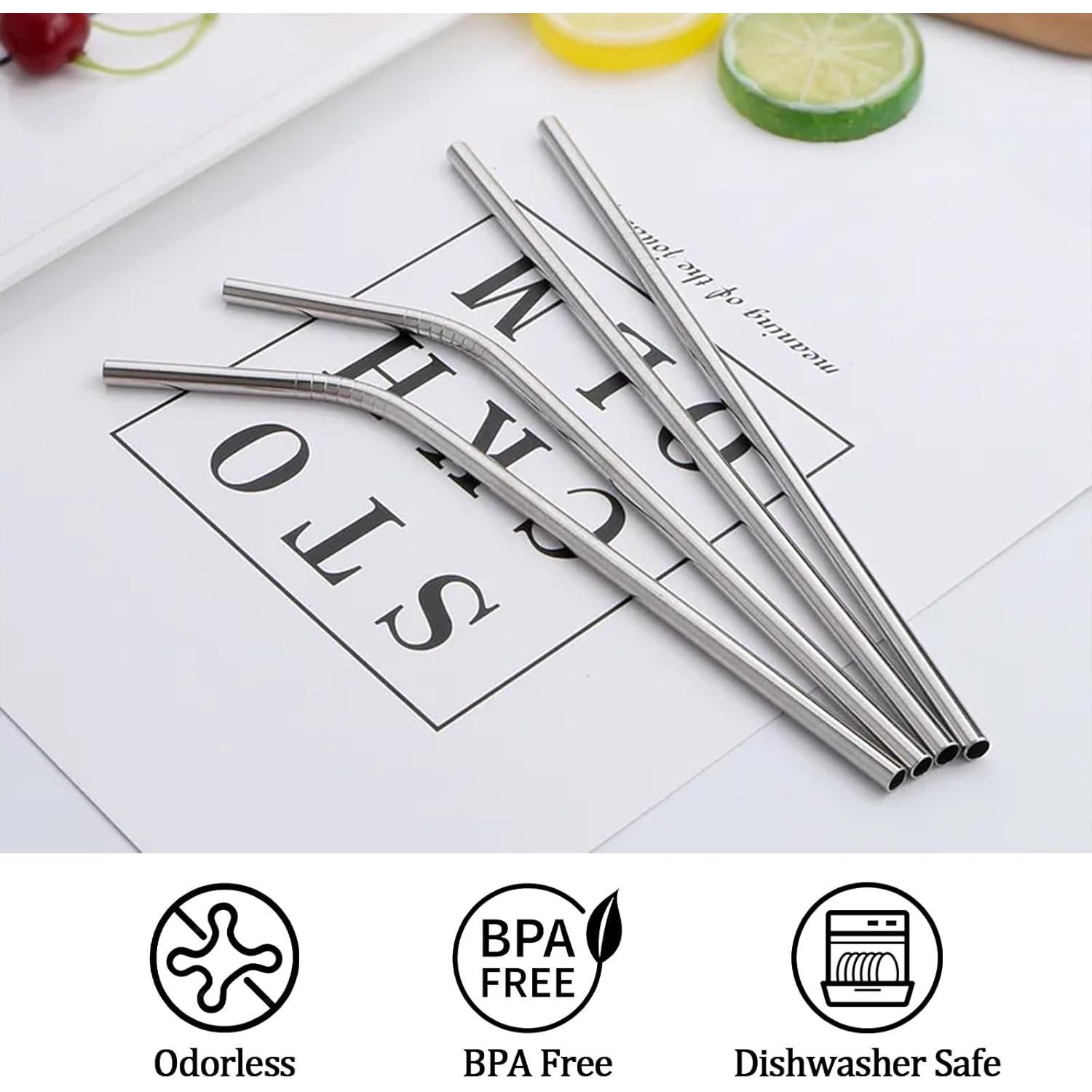 Juego de Pajitas de Acero Inoxidable Esayendder 30 cm 4 Pcs