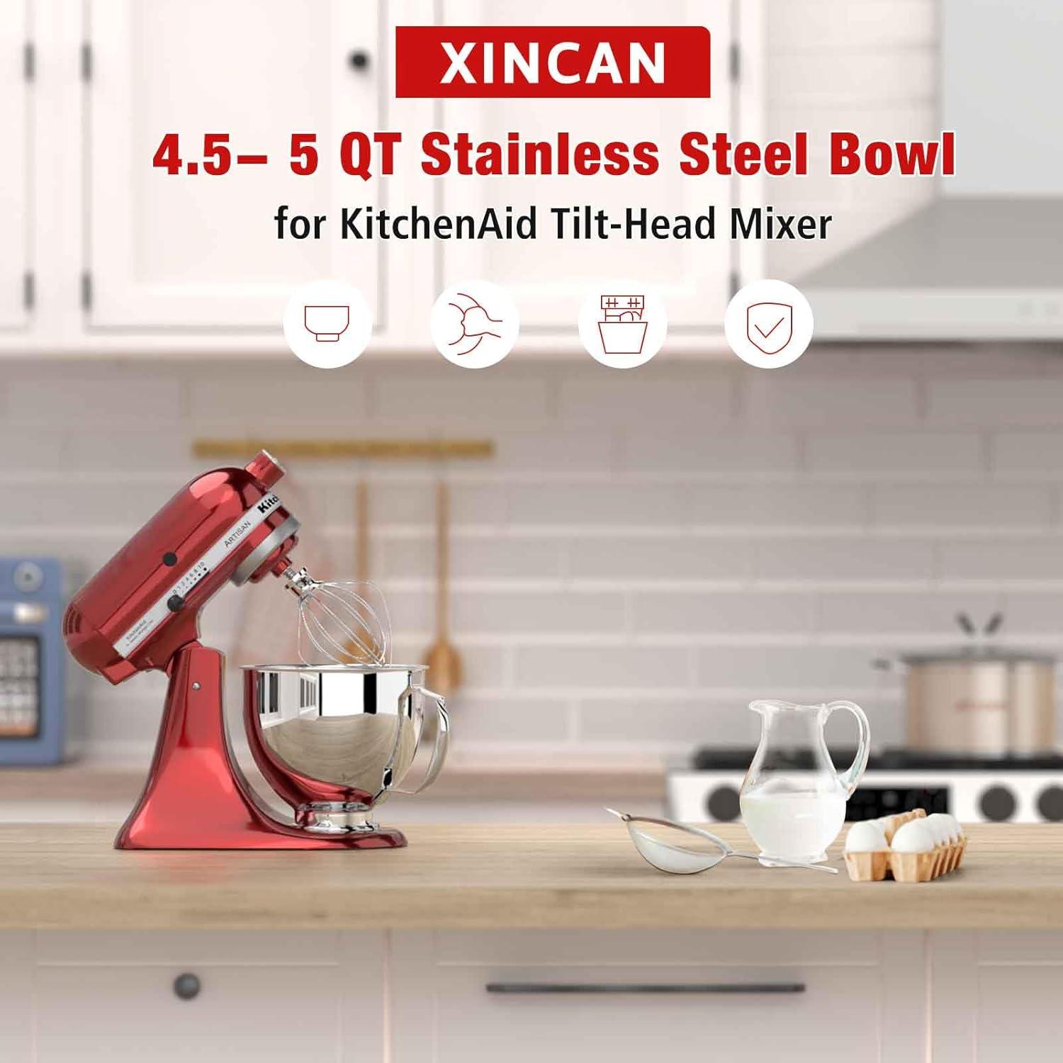 Tazón de acero inoxidable 5QT XINCAN para mezcladores KitchenAid