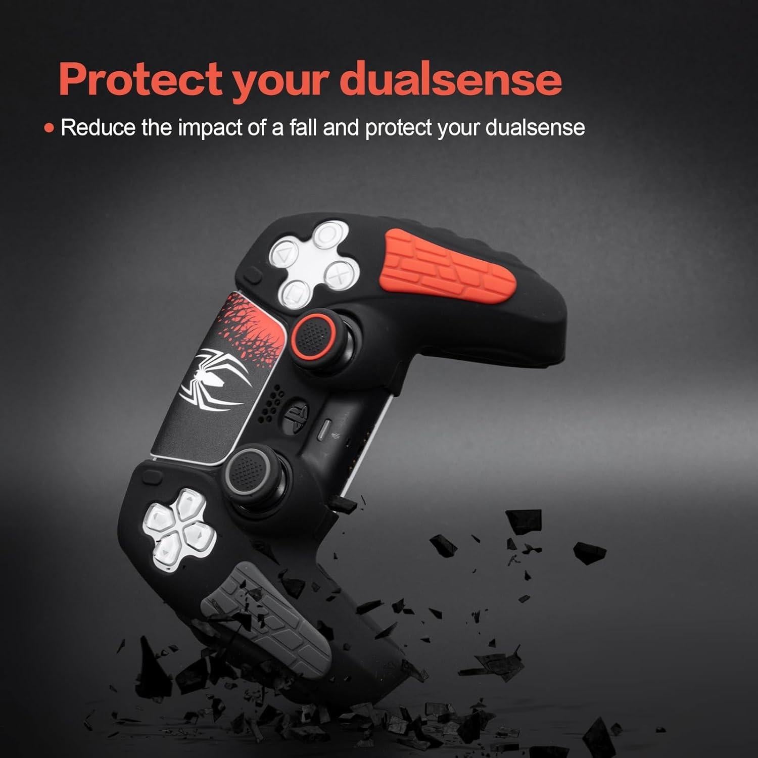 ECHZOVE Funda Silicona Controlador PS5 Antideslizante Negro