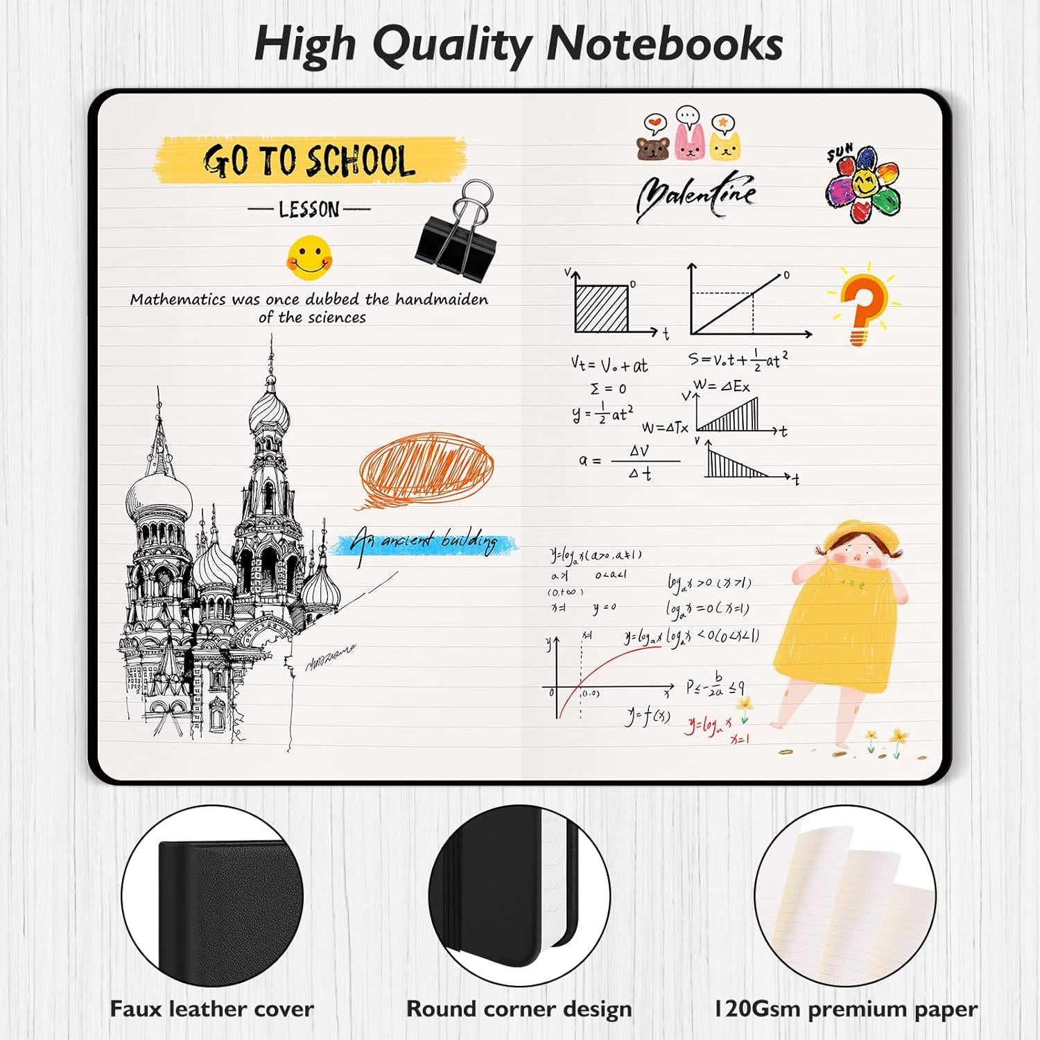 Cuaderno Huhuhero Tapa Dura 120gsm Negro 5x8" - Pack de 3