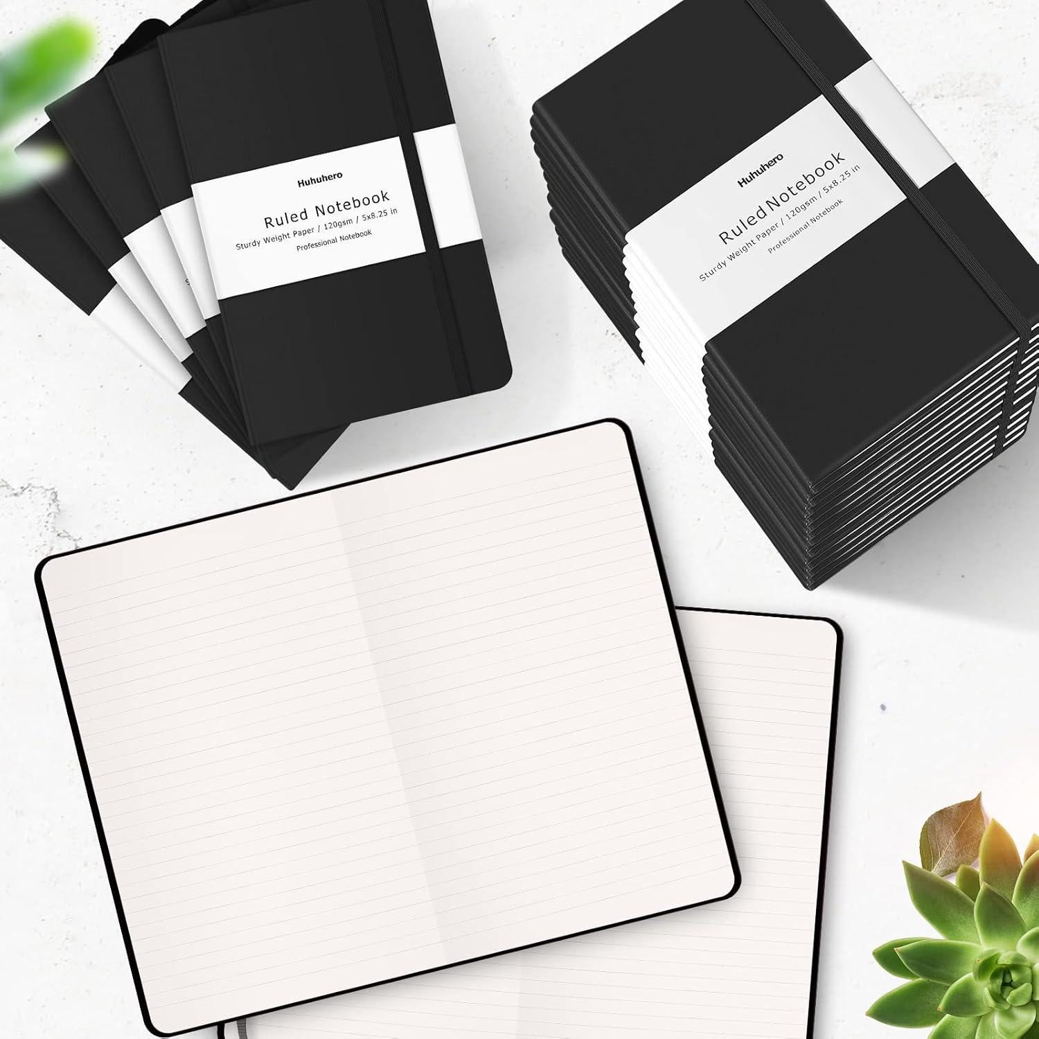 Cuaderno Huhuhero Tapa Dura 120gsm Negro 5x8" - Pack de 3