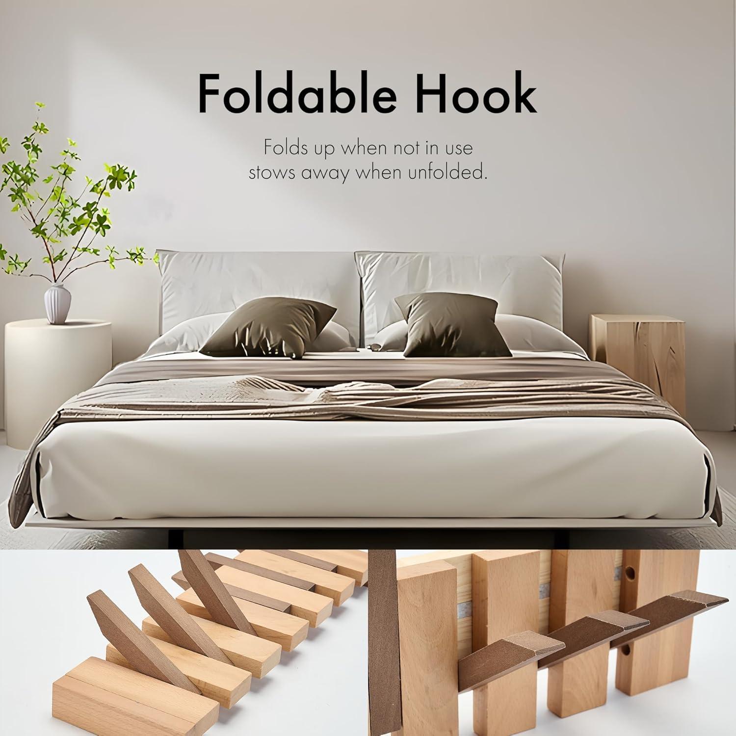 Perchero de Madera Natural HLYYCC Plegable 6 Ganchos Montado