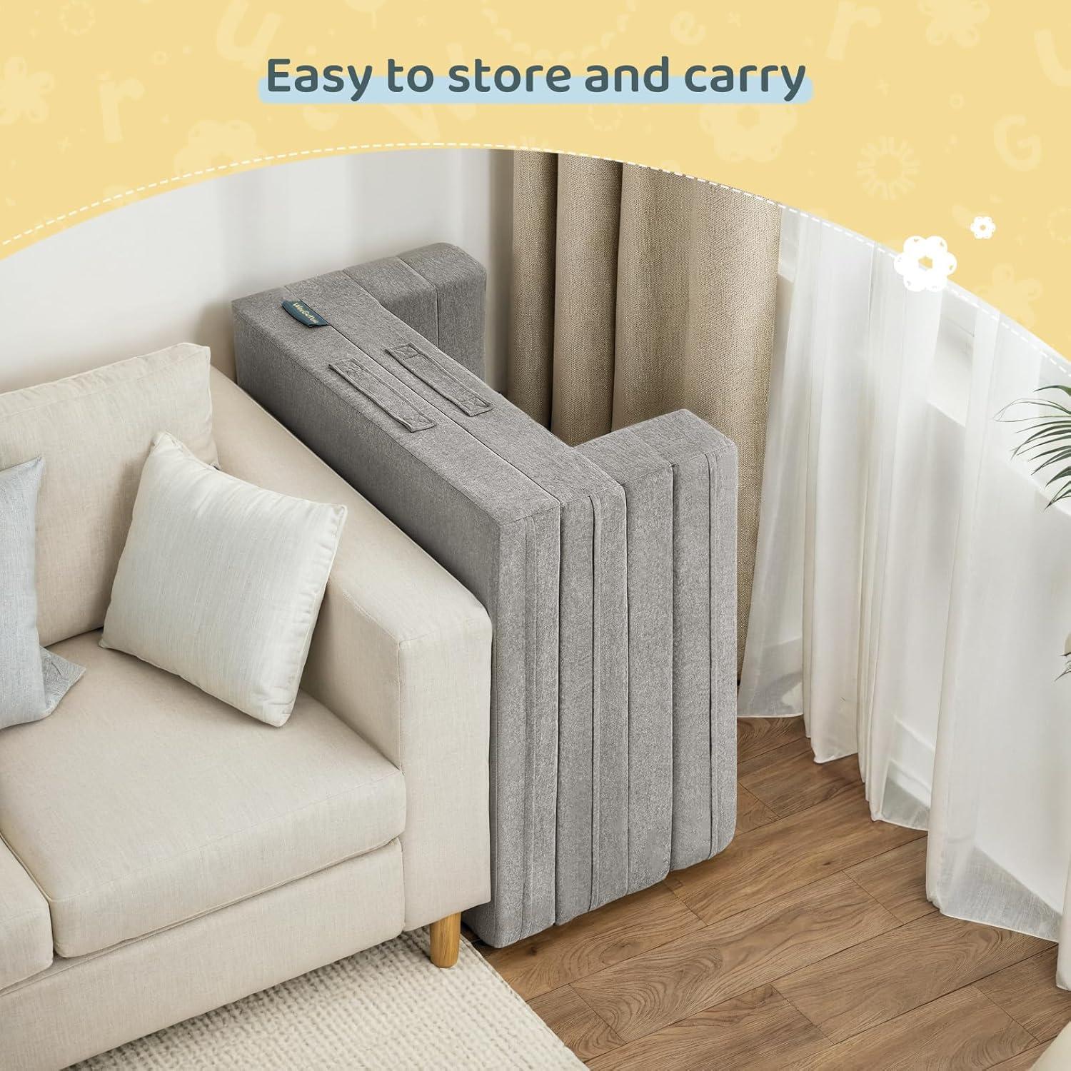 Cama de viaje para niños WeeGuruu 3 en 1, ceniza, 152x71 cm