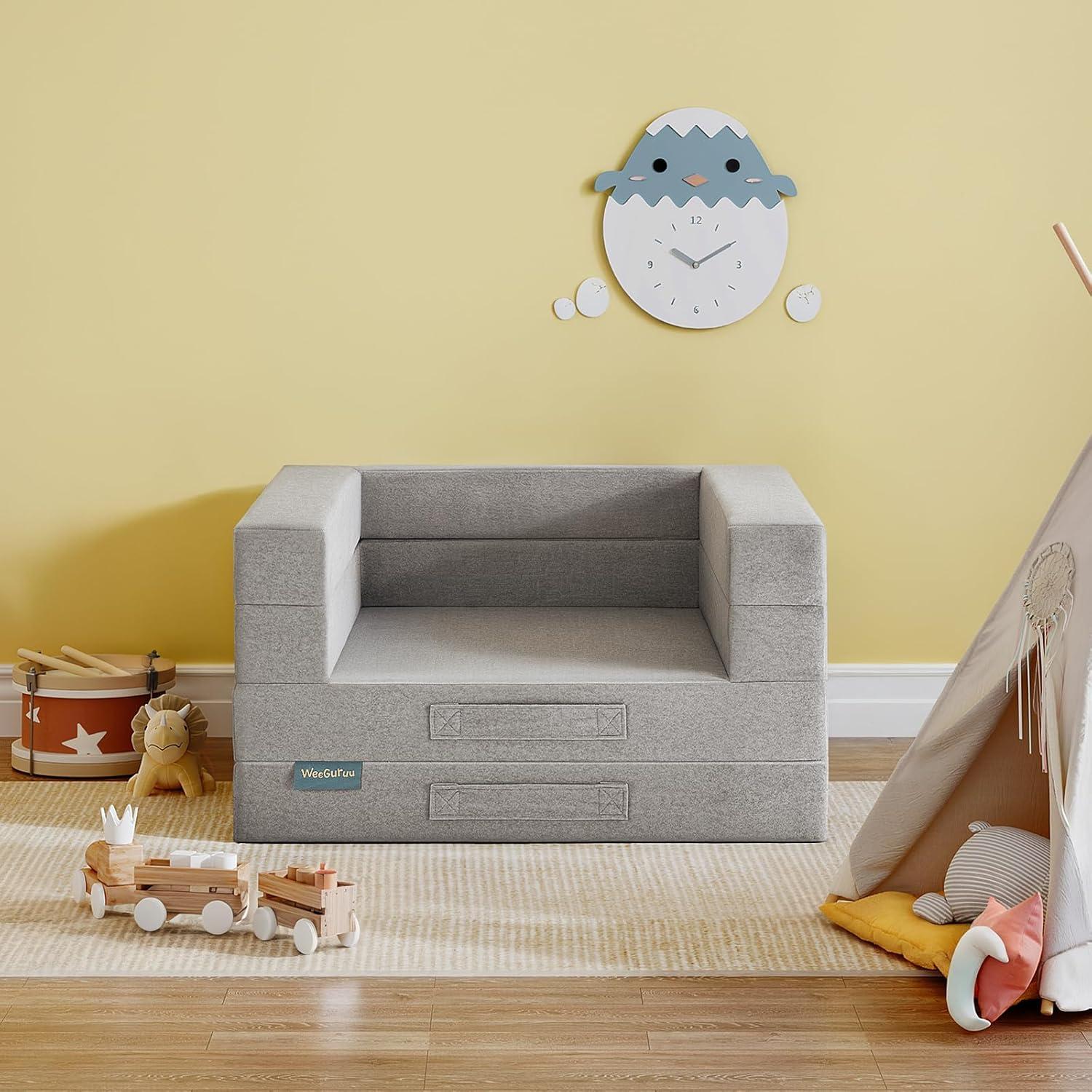 Cama de viaje para niños WeeGuruu 3 en 1, ceniza, 152x71 cm