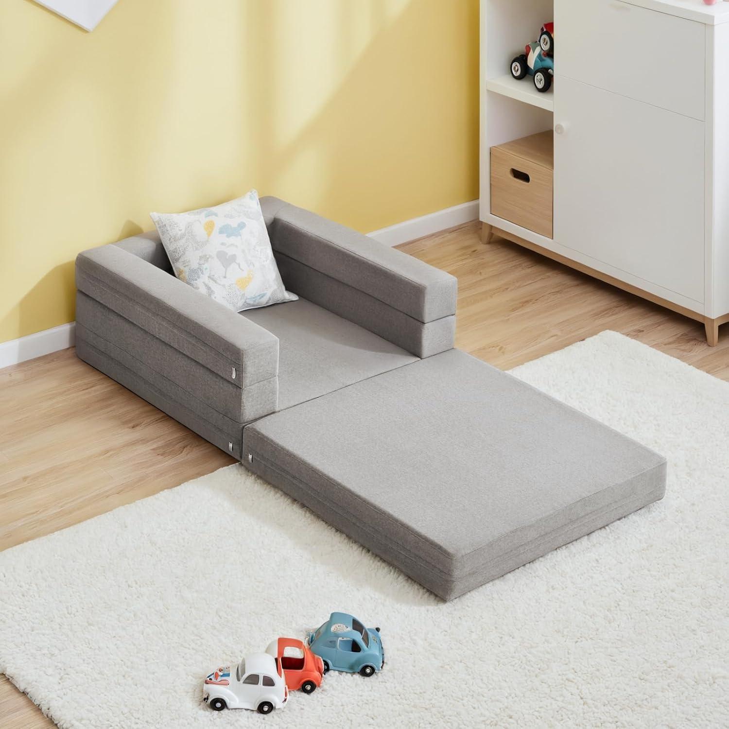 Cama de viaje para niños WeeGuruu 3 en 1, ceniza, 152x71 cm