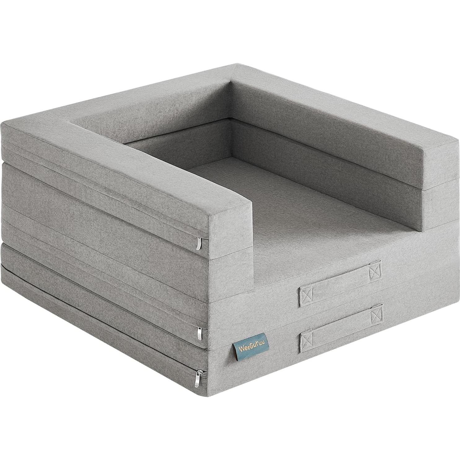 Cama de viaje para niños WeeGuruu 3 en 1, ceniza, 152x71 cm