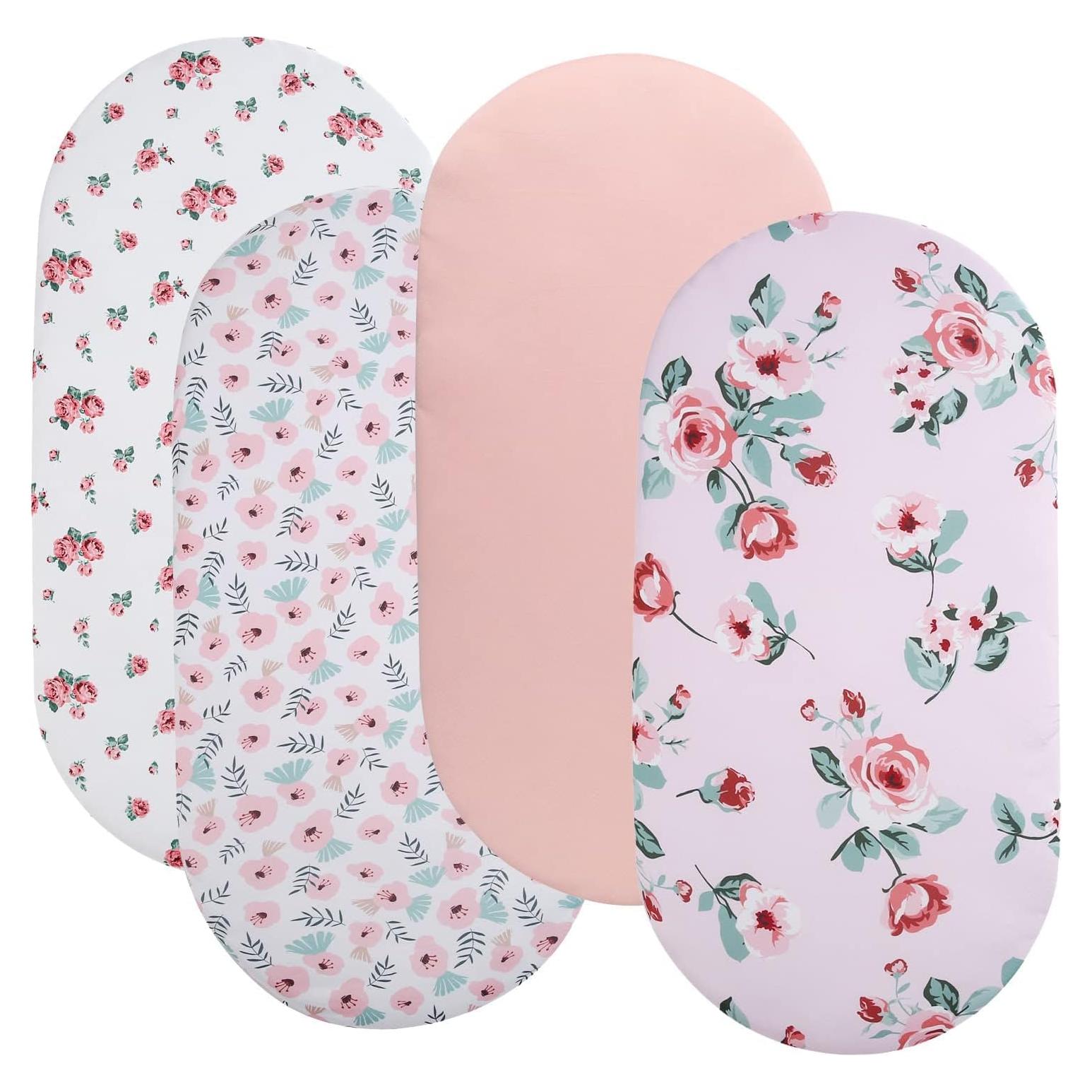 Sábanas para Cuna Tontukatu Pack de 4 Floral/Rosa 88.90x53.34 cm