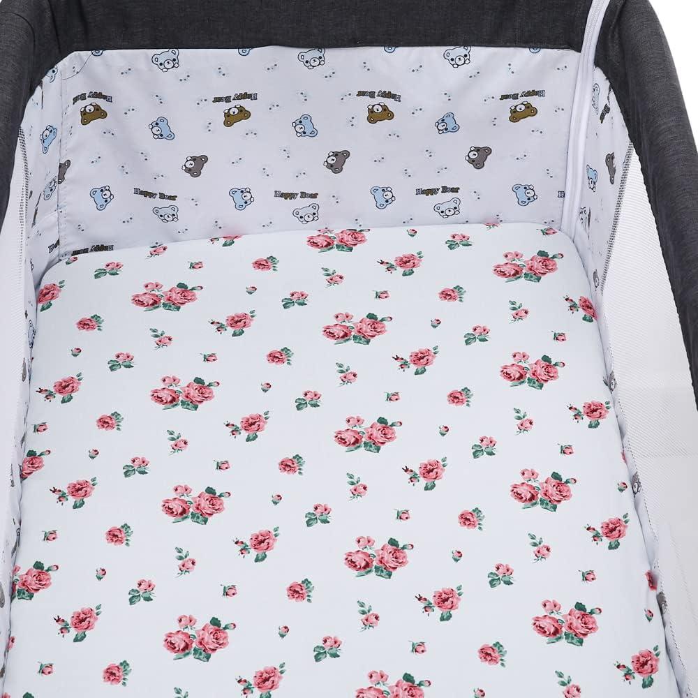 Sábanas para Cuna Tontukatu Pack de 4 Floral/Rosa 88.90x53.34 cm