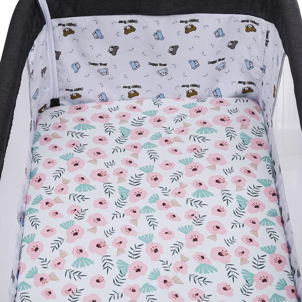 Sábanas para Cuna Tontukatu Pack de 4 Floral/Rosa 88.90x53.34 cm