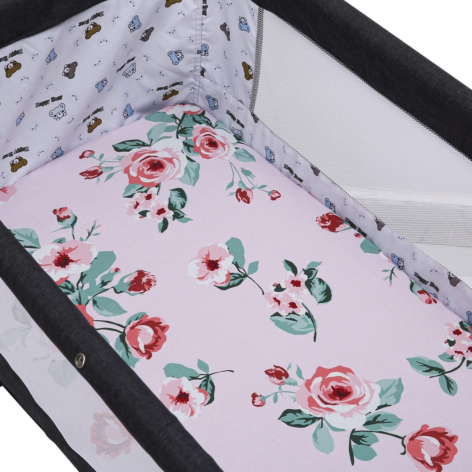 Sábanas para Cuna Tontukatu Pack de 4 Floral/Rosa 88.90x53.34 cm