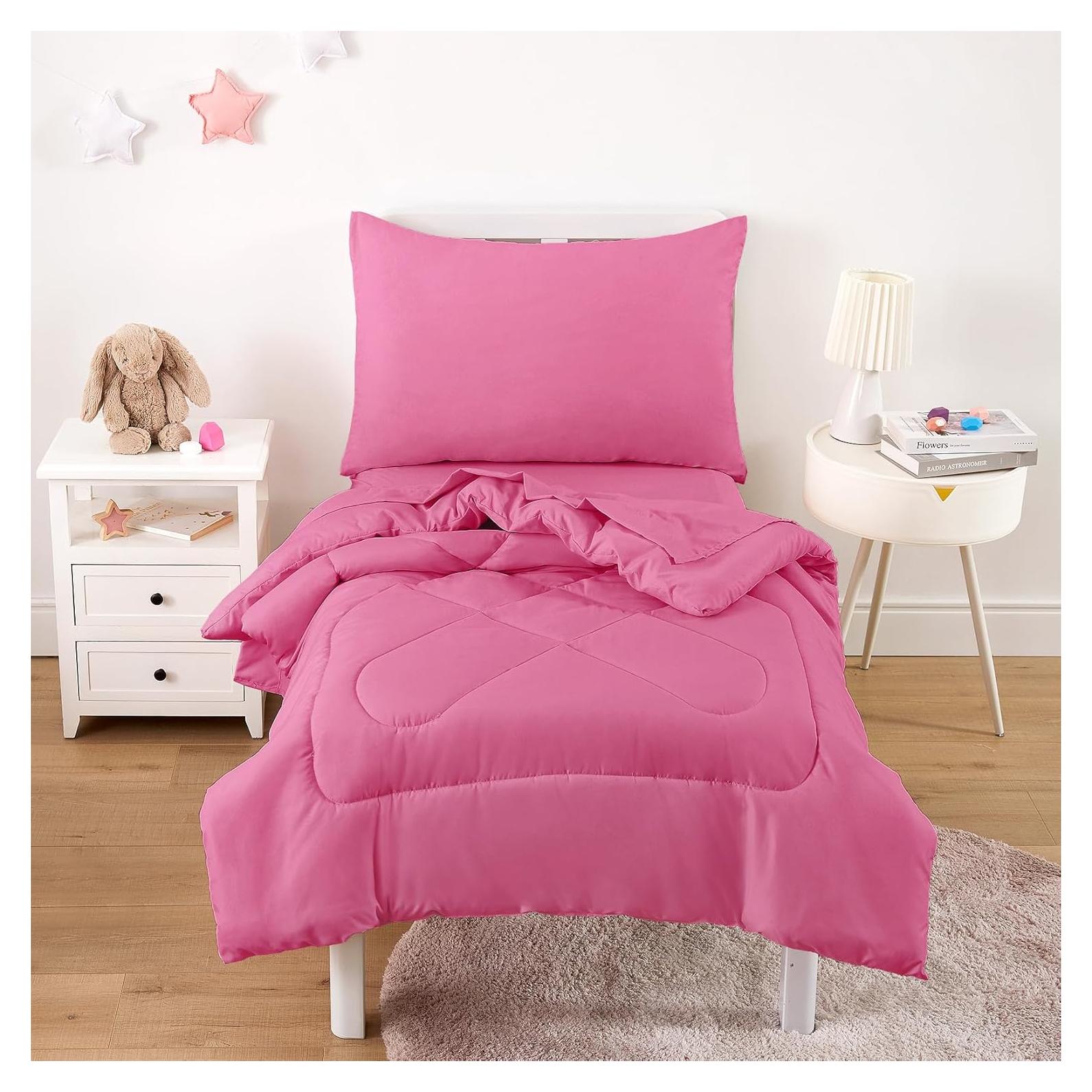 Juego de Ropa de Cama para Niños Despertar En Nube 4 Piezas Rosa