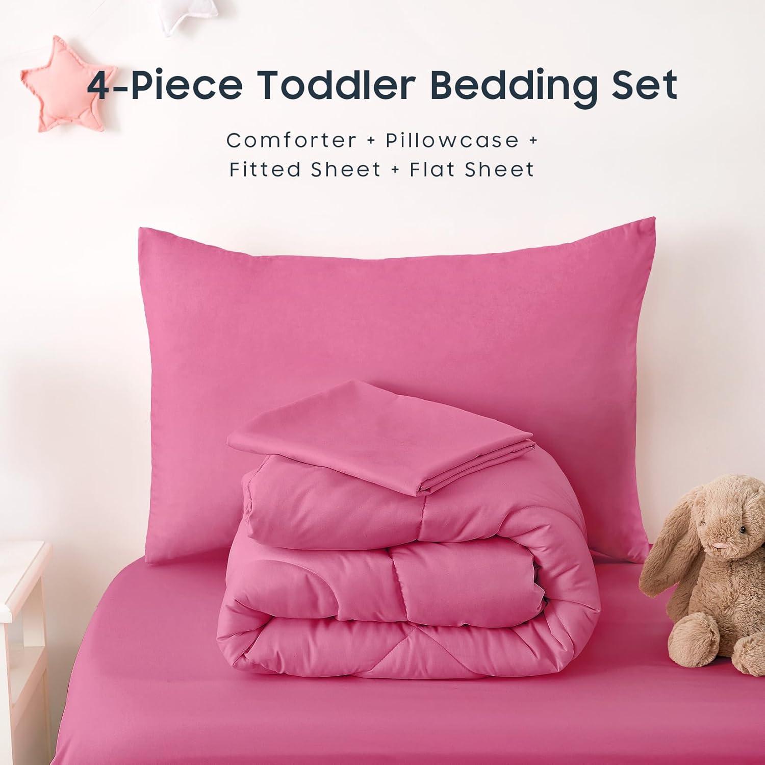 Juego de Ropa de Cama para Niños Despertar En Nube 4 Piezas Rosa