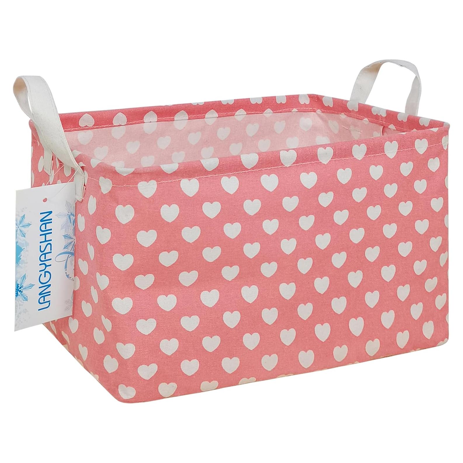 Caja de Almacenamiento Plegable LANGYASHAN Lienzo Corazones