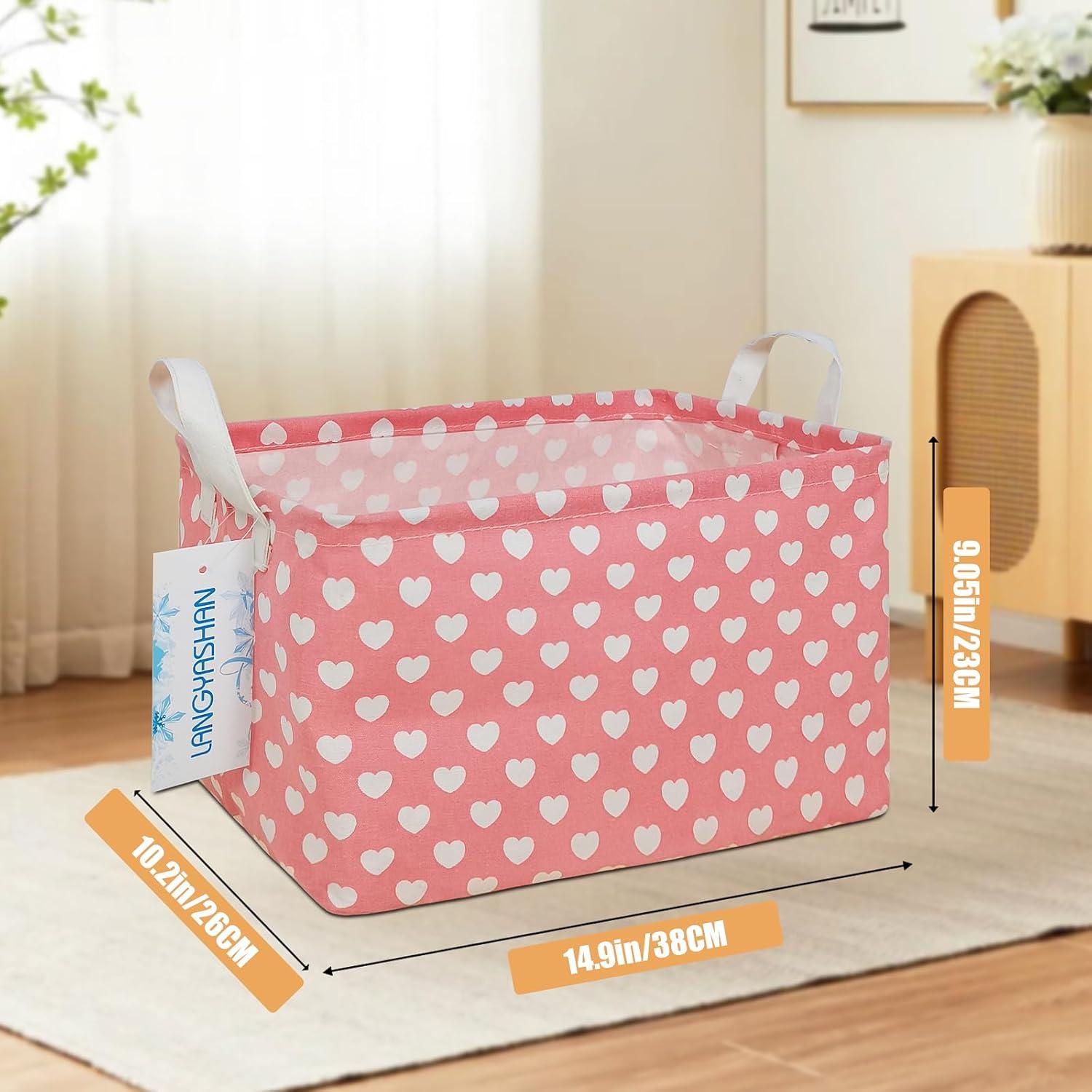 Caja de Almacenamiento Plegable LANGYASHAN Lienzo Corazones