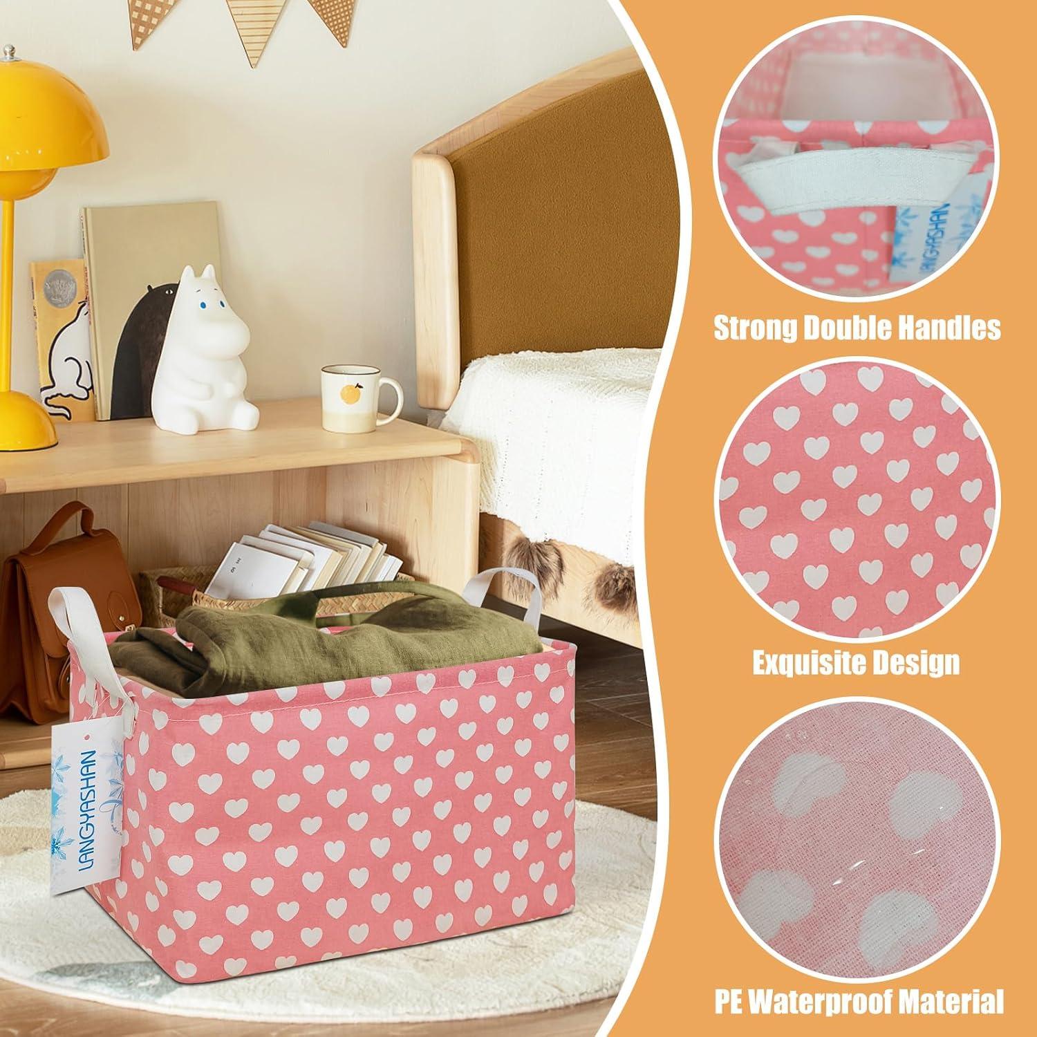 Caja de Almacenamiento Plegable LANGYASHAN Lienzo Corazones