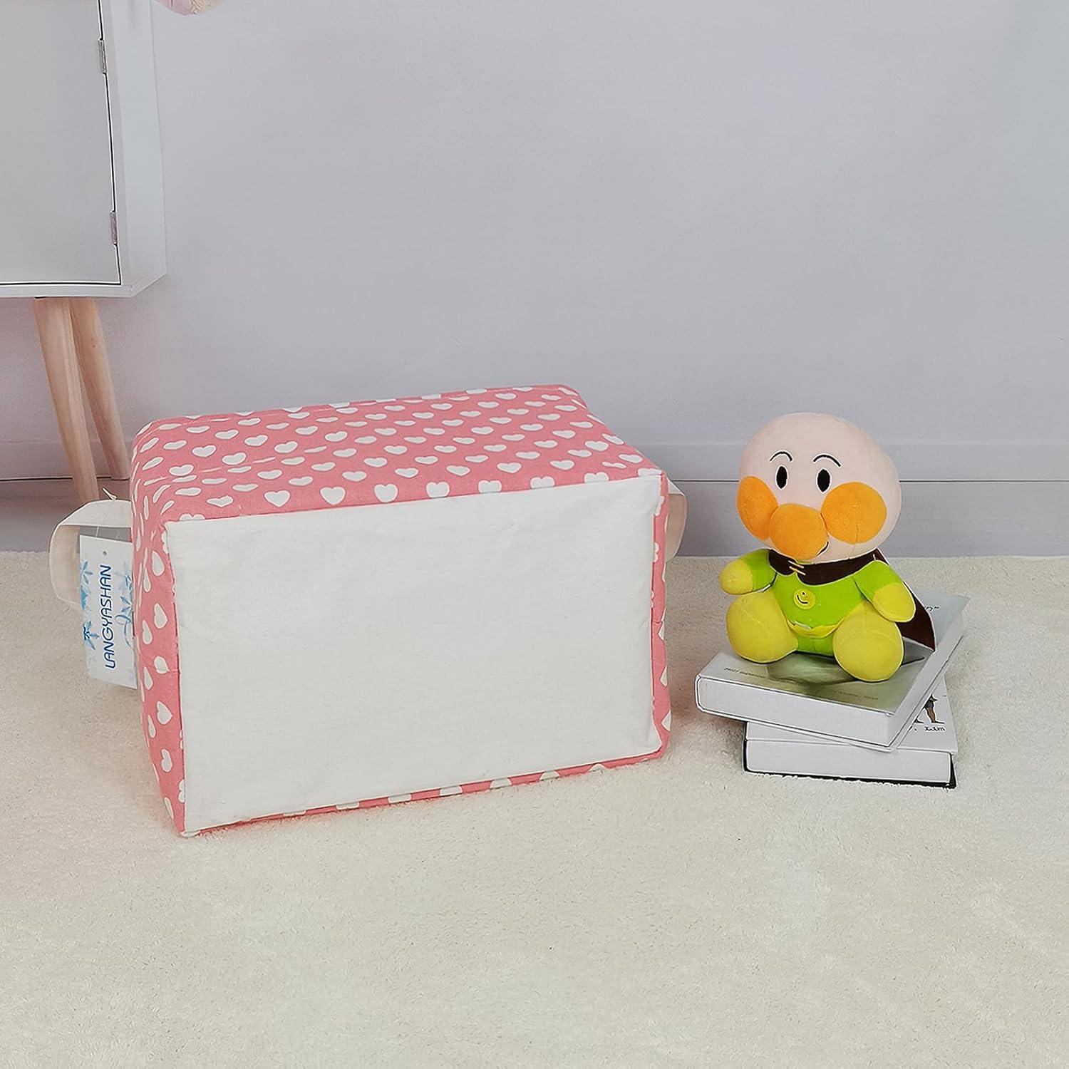 Caja de Almacenamiento Plegable LANGYASHAN Lienzo Corazones